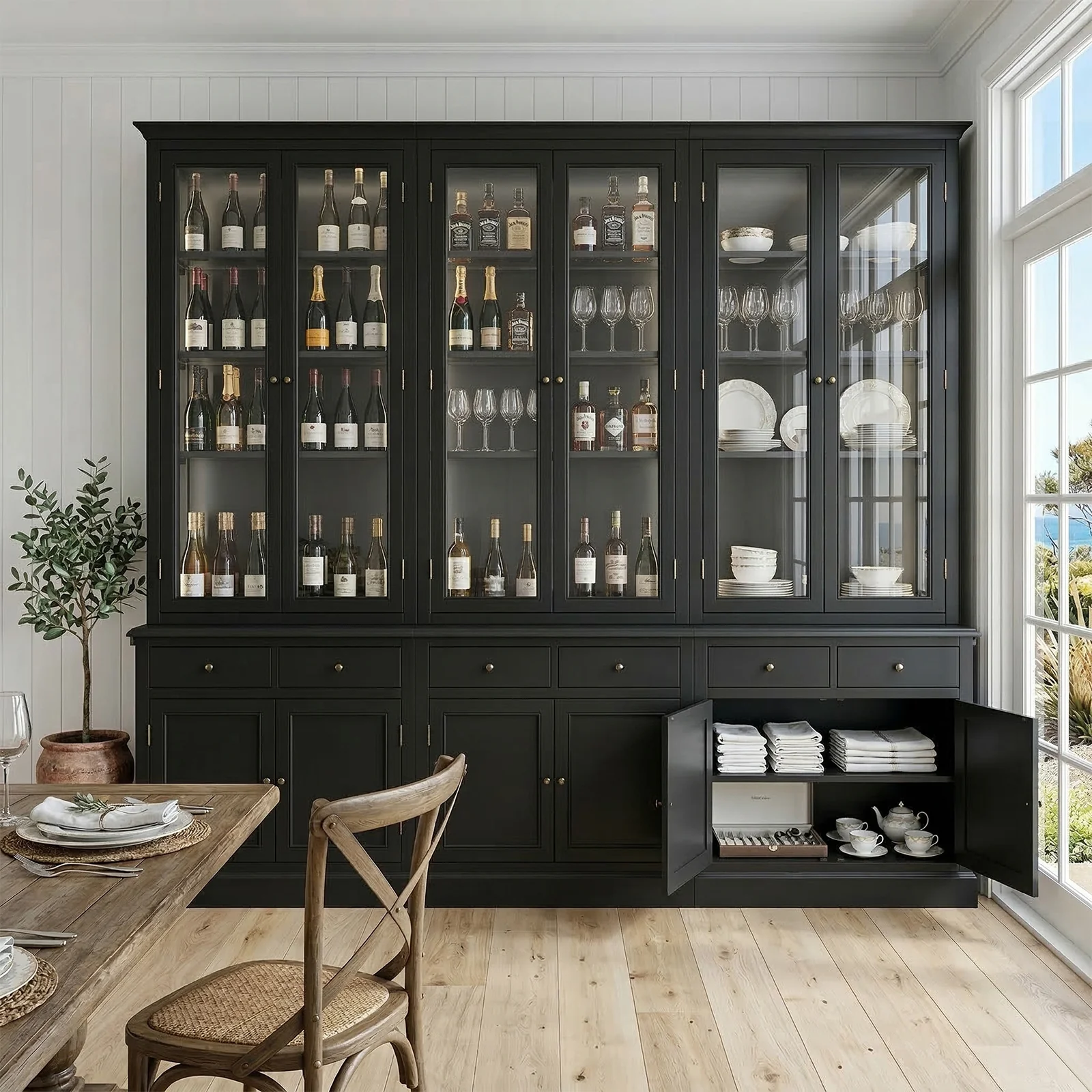 Hamptons Halifax Glass Door Hutch Modular Display Buffet Cabinet Bookcase Cupboard - Image 34