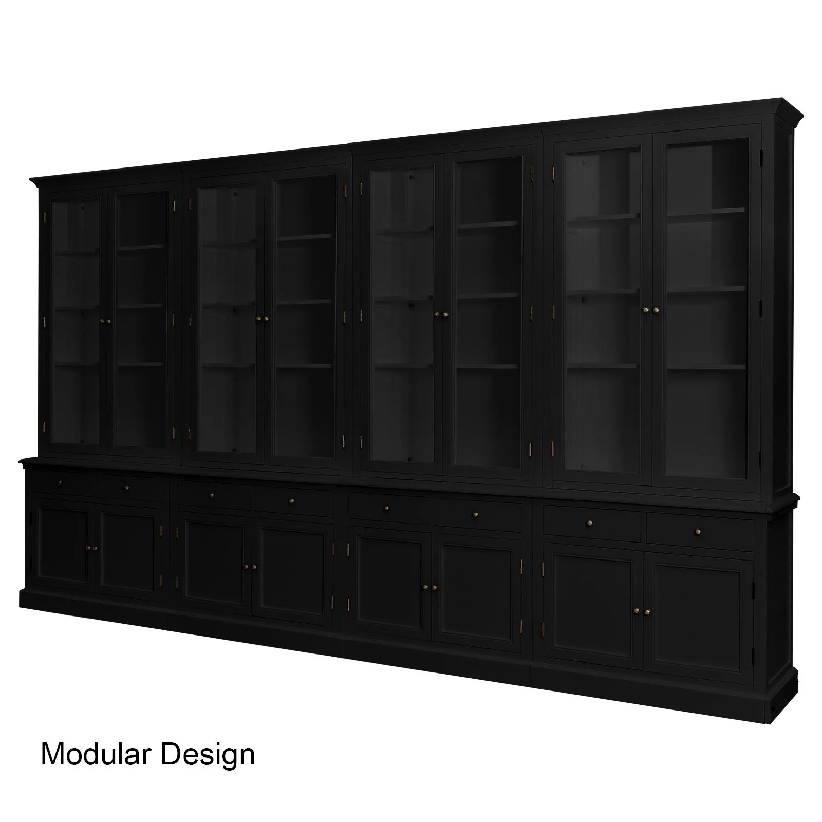 Hampton Halifax 2 Glass Door Hutch Display and Buffet Cabinet Bookcase Cupboard - Image 61