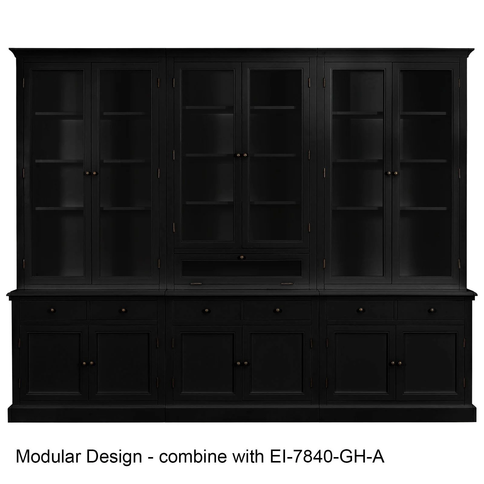 Hampton Halifax 2 Glass Door Hutch Display and Buffet Cabinet Bookcase Cupboard - Image 62