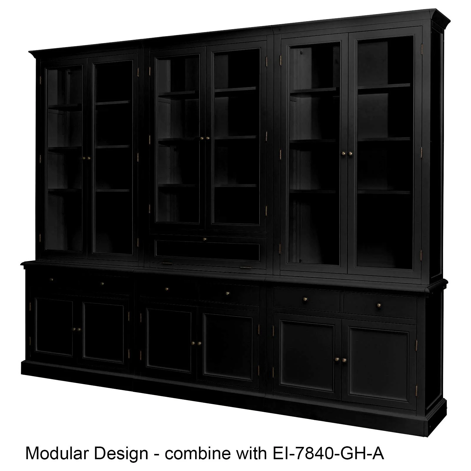Hampton Halifax 2 Glass Door Hutch Display and Buffet Cabinet Bookcase Cupboard - Image 63