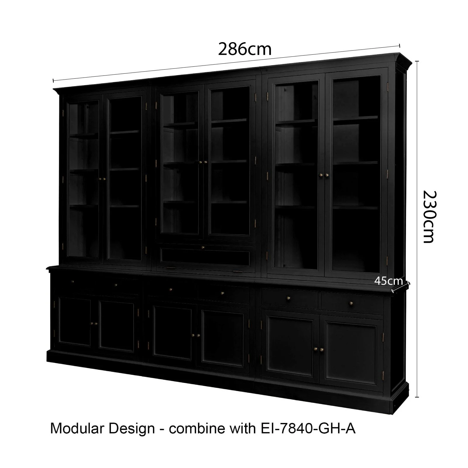 Hampton Halifax 2 Glass Door Hutch Display and Buffet Cabinet Bookcase Cupboard - Image 64