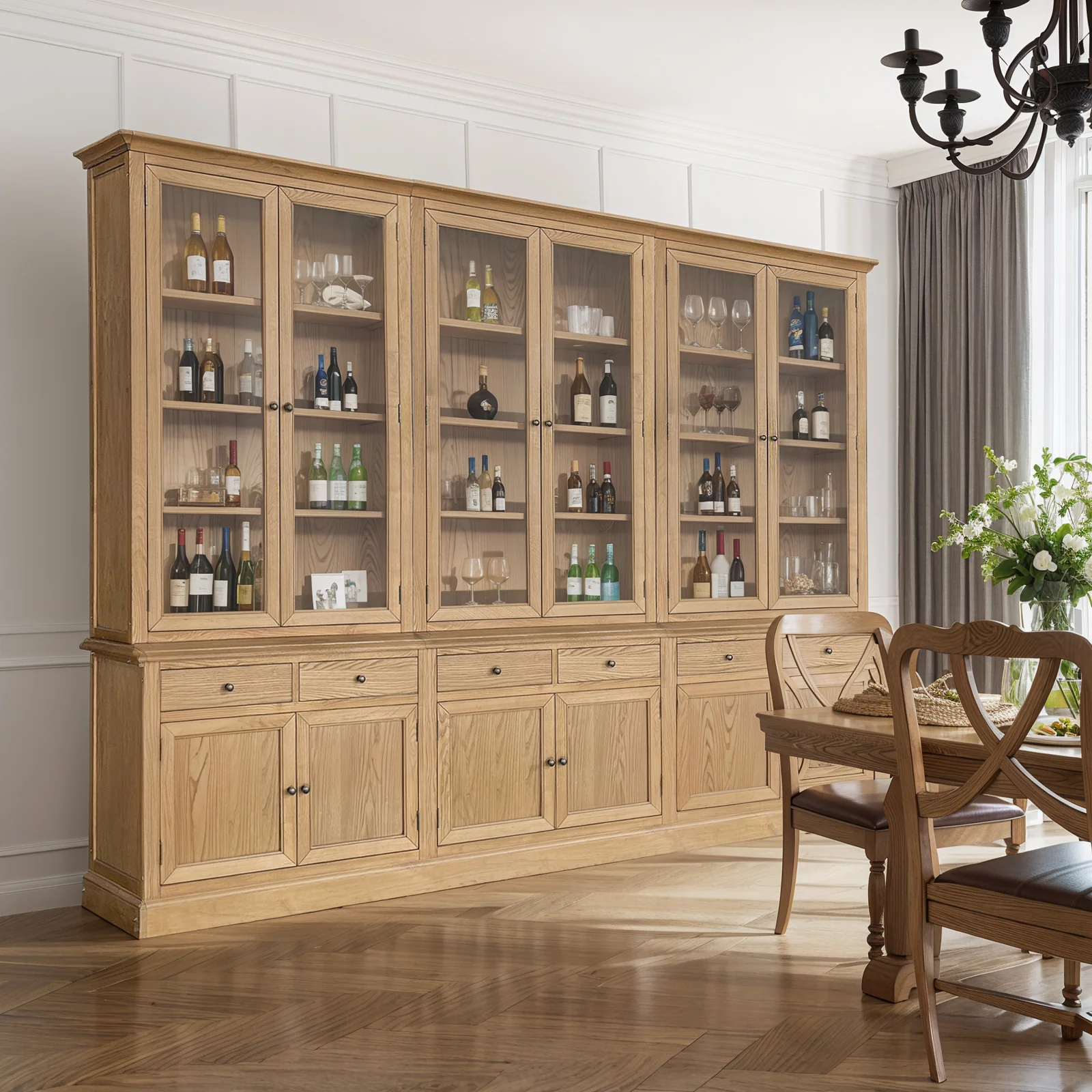 Hampton Halifax 2 Glass Door Hutch Display and Buffet Cabinet Bookcase Cupboard - Image 67