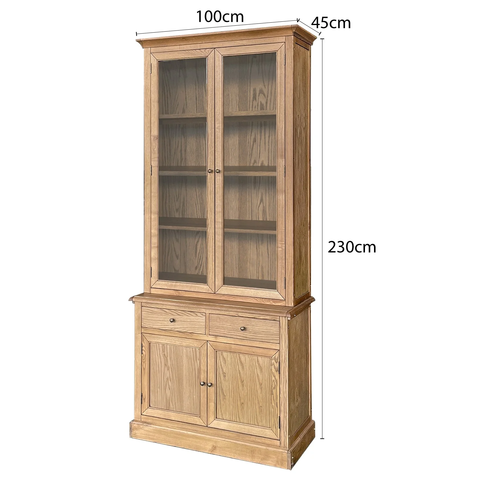 Hampton Halifax 2 Glass Door Hutch Display and Buffet Cabinet Bookcase Cupboard - Image 75