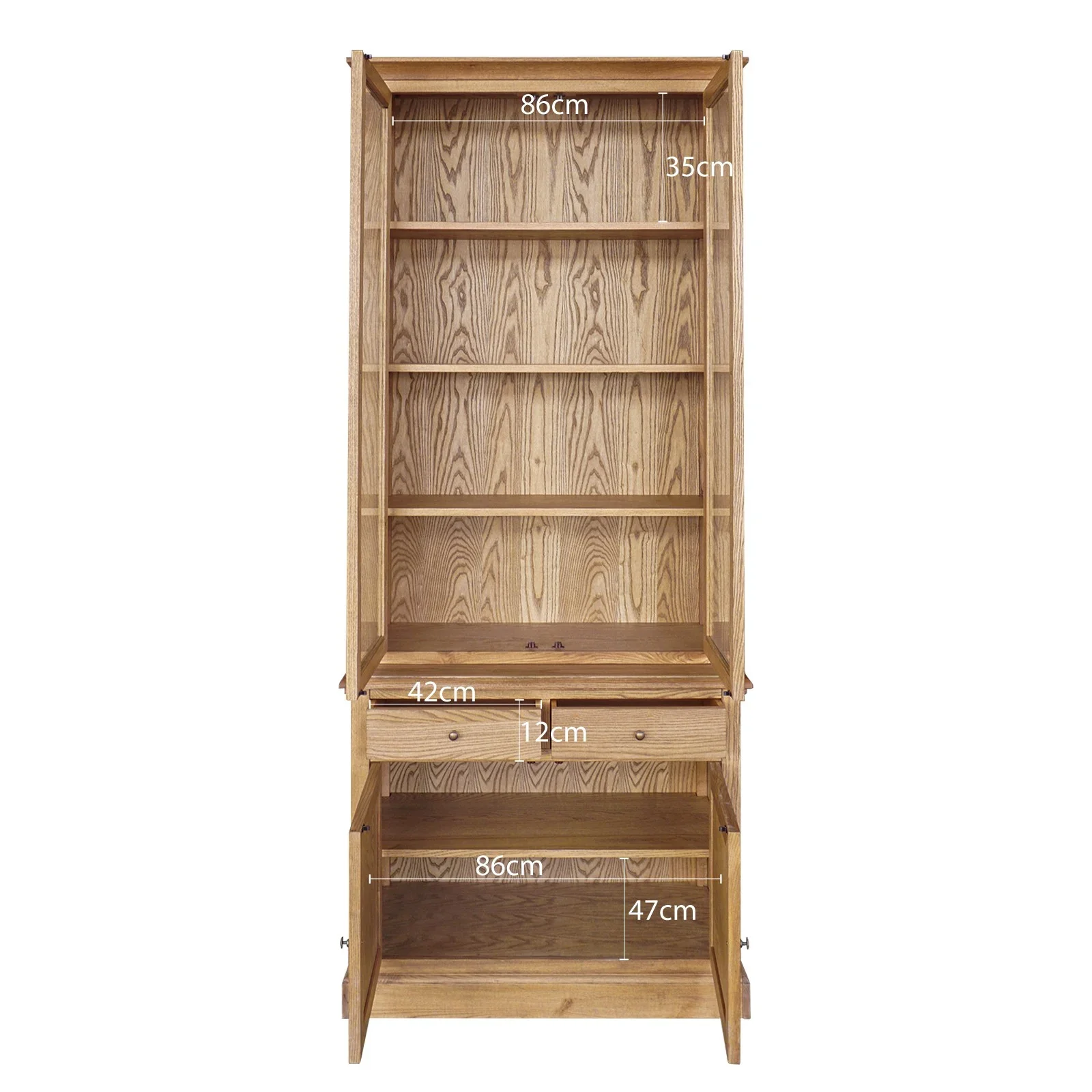 Hampton Halifax 2 Glass Door Hutch Display and Buffet Cabinet Bookcase Cupboard - Image 76