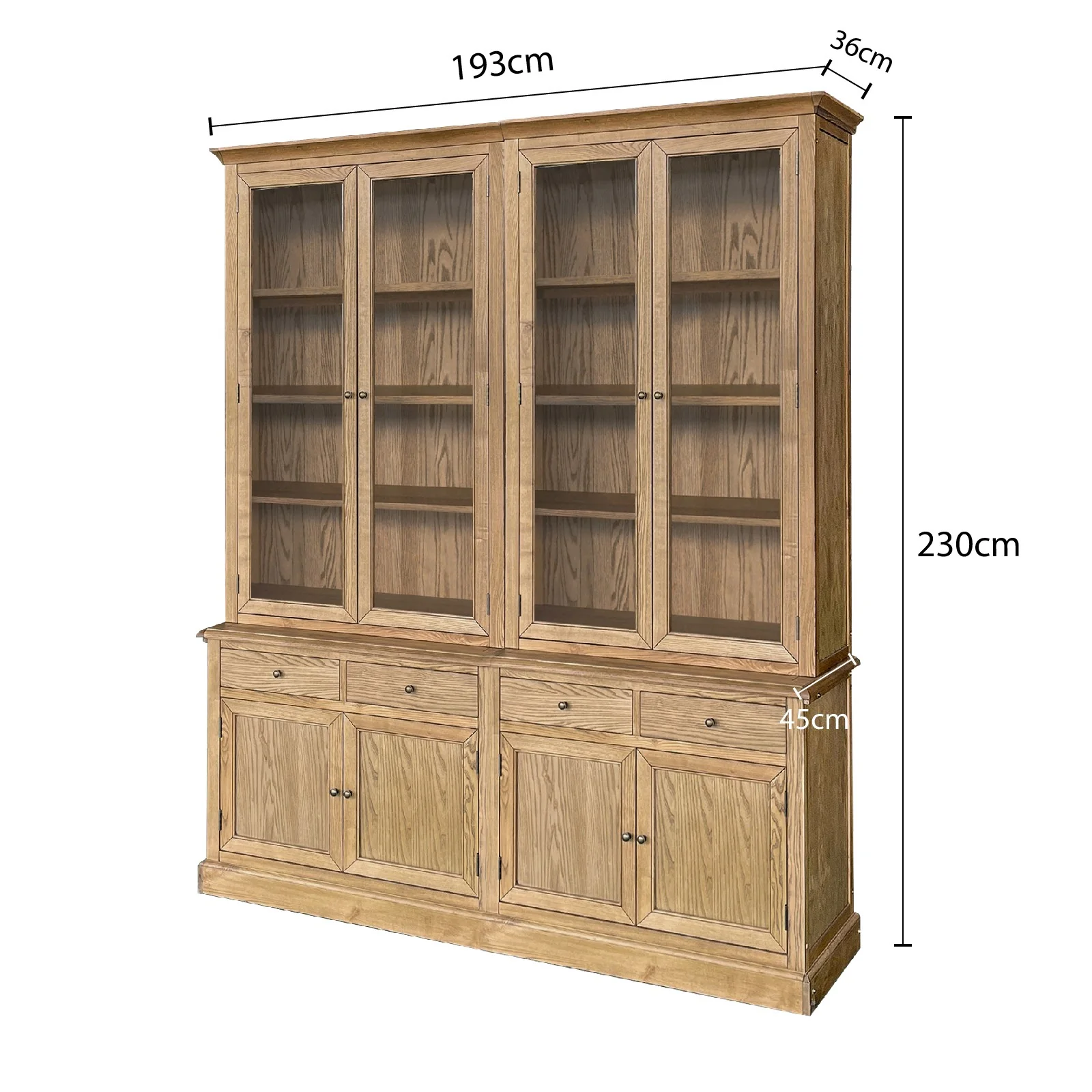 Hampton Halifax 2 Glass Door Hutch Display and Buffet Cabinet Bookcase Cupboard - Image 77