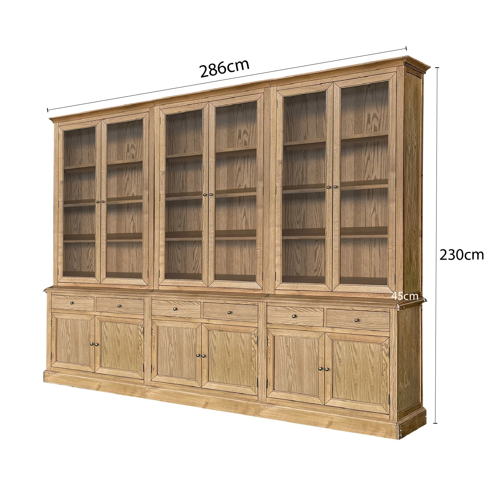 Hampton Halifax 2 Glass Door Hutch Display and Buffet Cabinet Bookcase Cupboard - Image 78