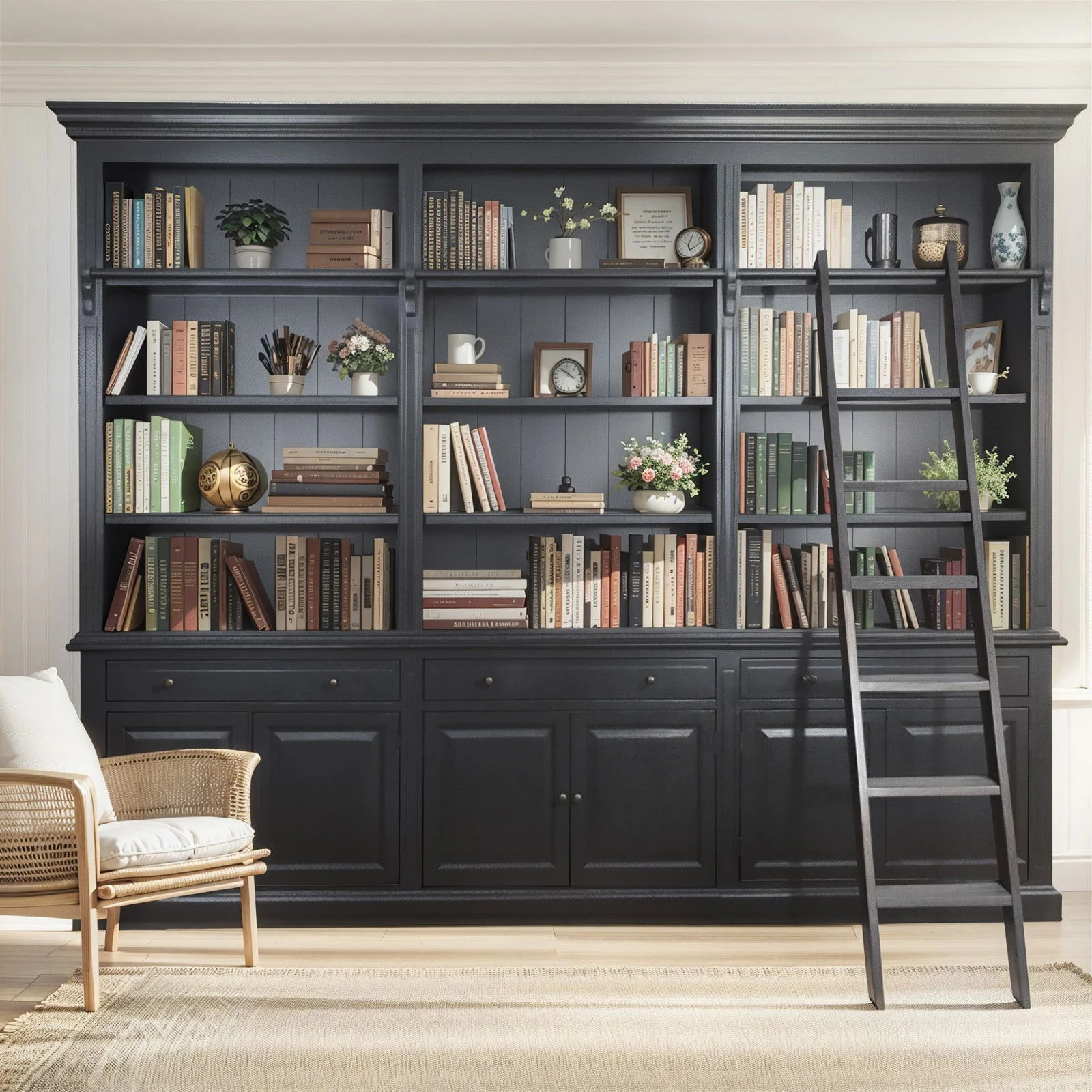 Hamptons Halifax 3 Bay Buffet and Hutch Bookcase with Ladder - Image 24