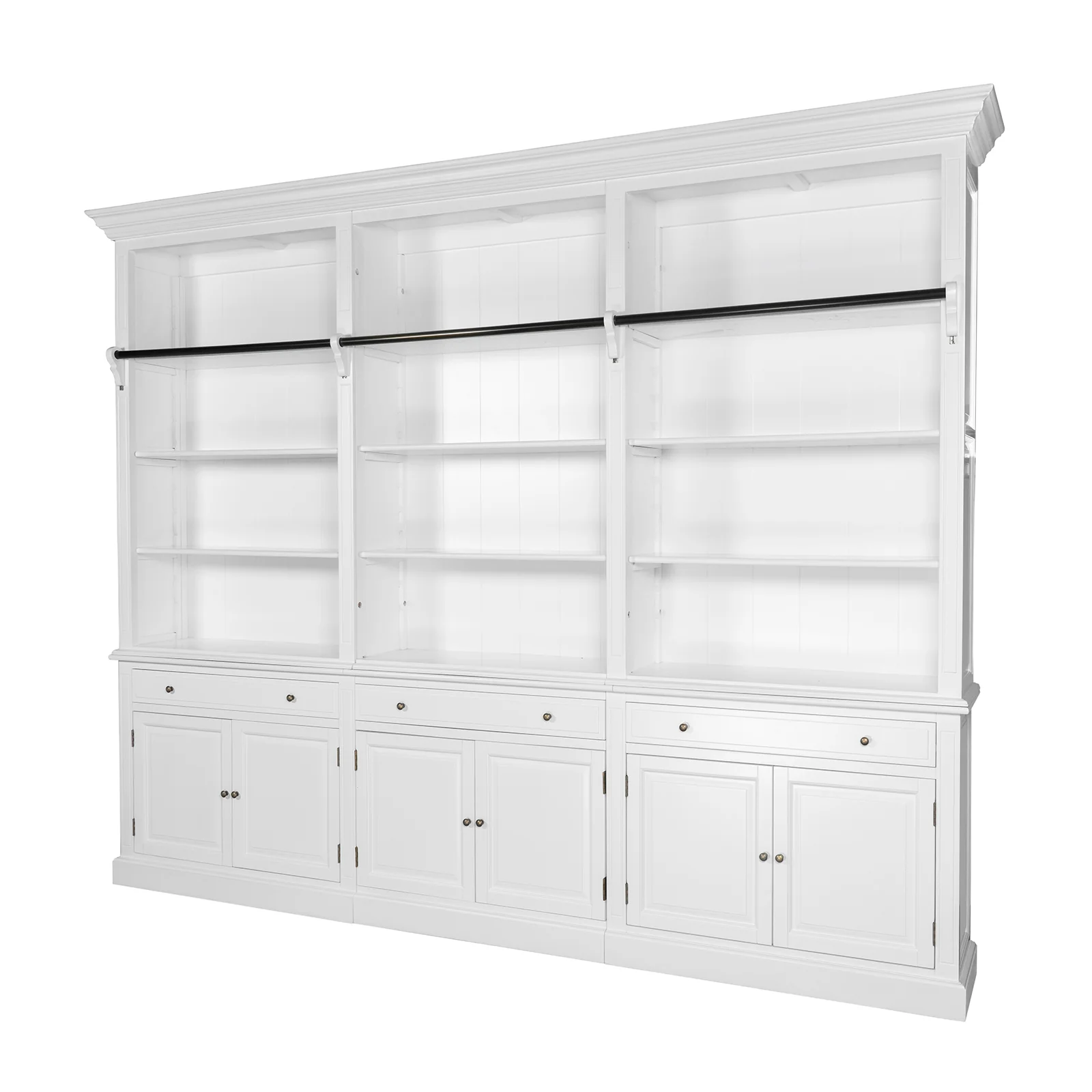 Hamptons Halifax 3 Bay Buffet and Hutch Bookcase with Ladder - Image 3