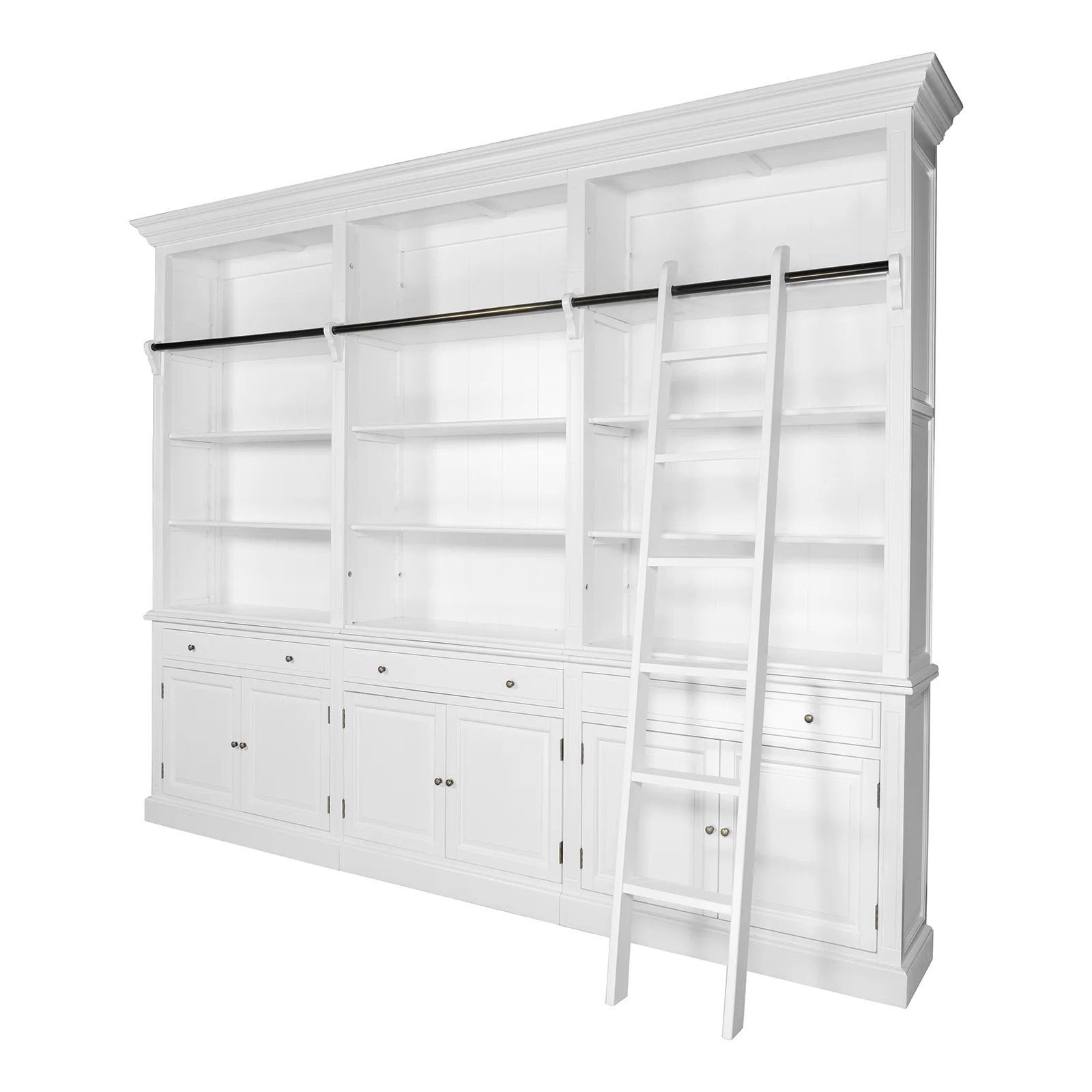 Hamptons Halifax 3 Bay Buffet and Hutch Bookcase with Ladder - Image 4