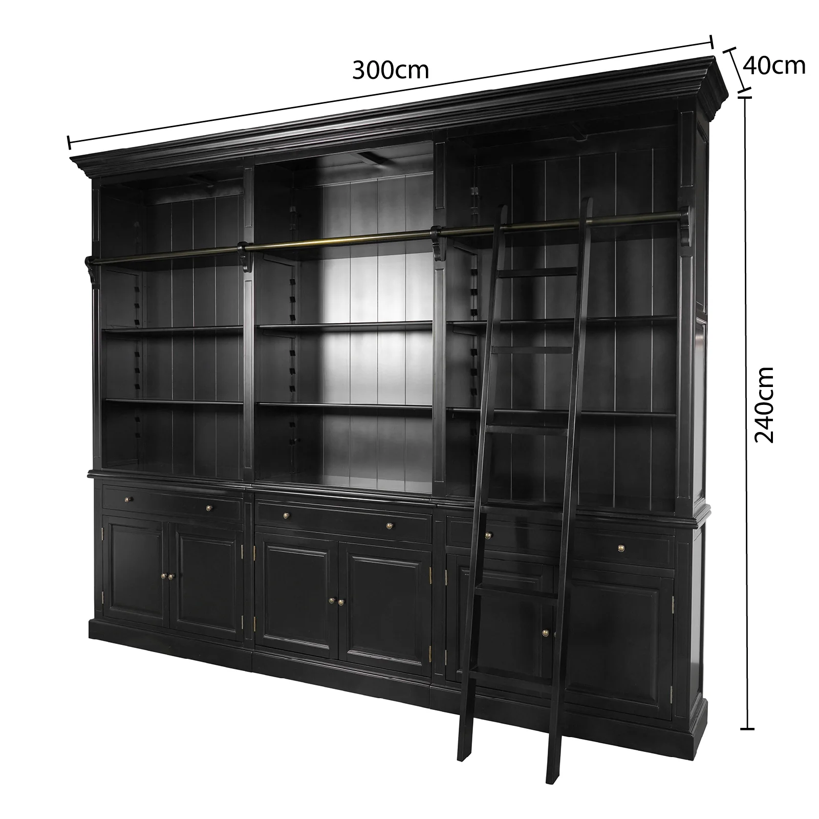 Hamptons Halifax 3 Bay Buffet and Hutch Bookcase with Ladder - Image 40
