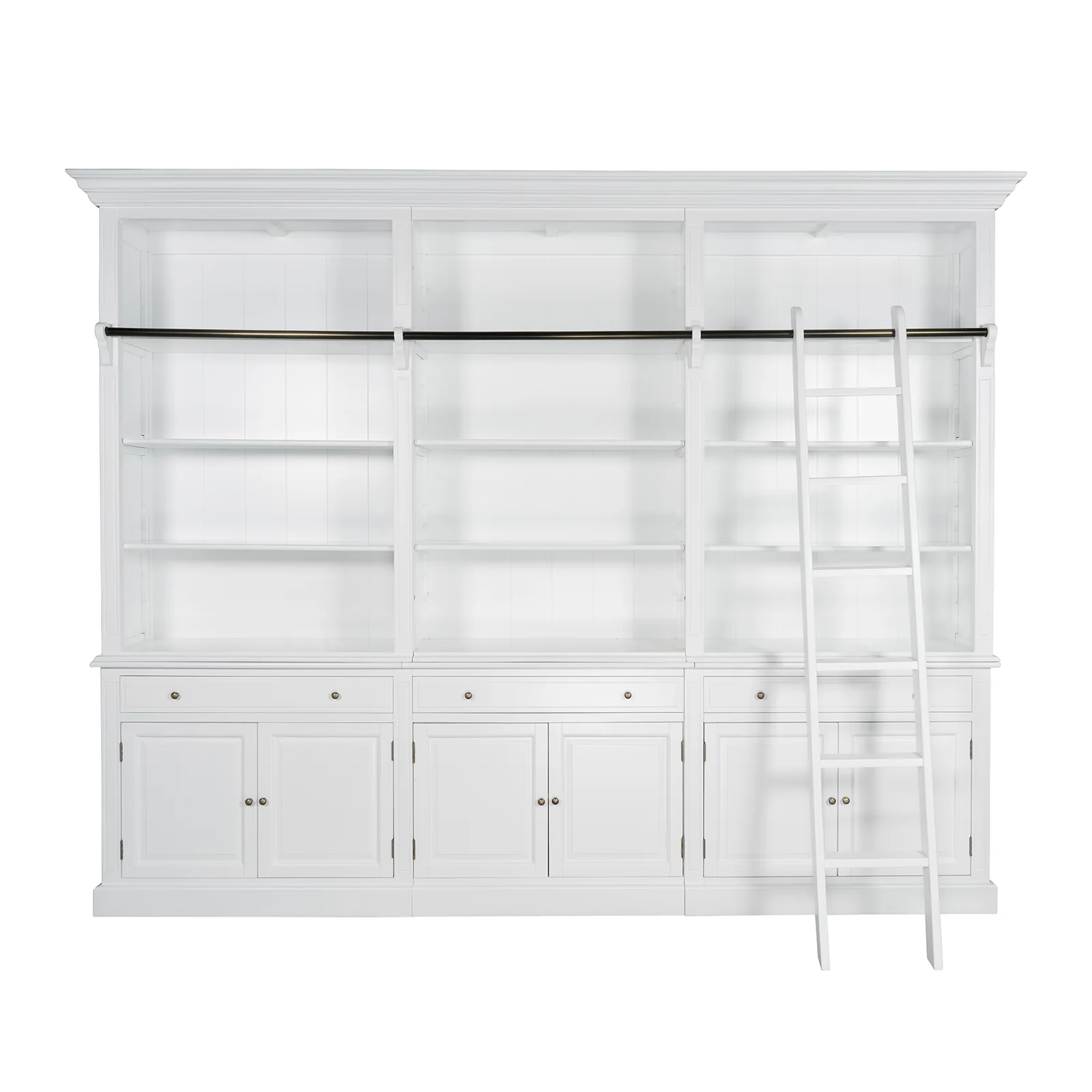 Hamptons Halifax 3 Bay Buffet and Hutch Bookcase with Ladder - Image 5