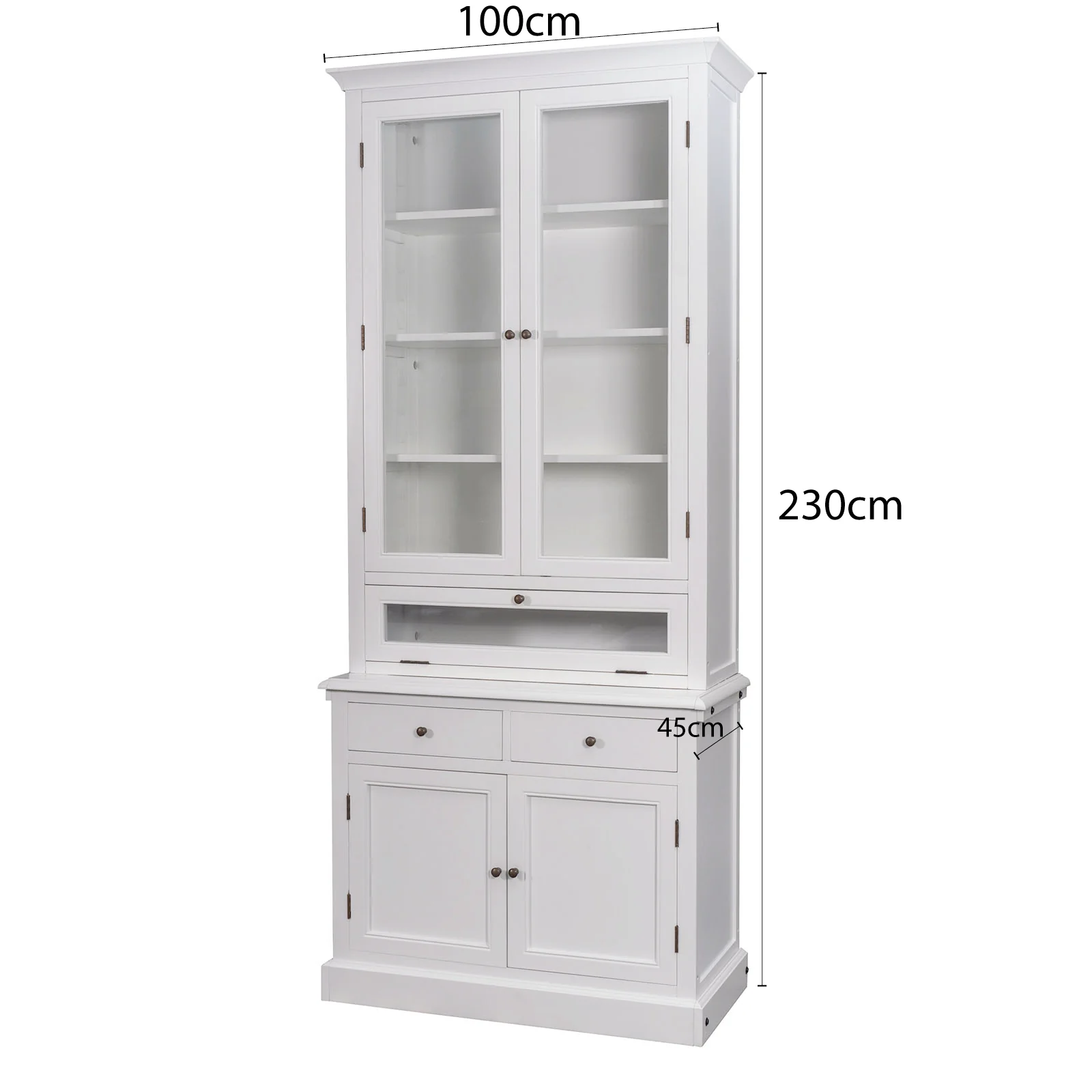 Hamptons Halifax 3 Glass Door Hutch Display Buffet Cabinet Bookcase Cupboard - Image 21