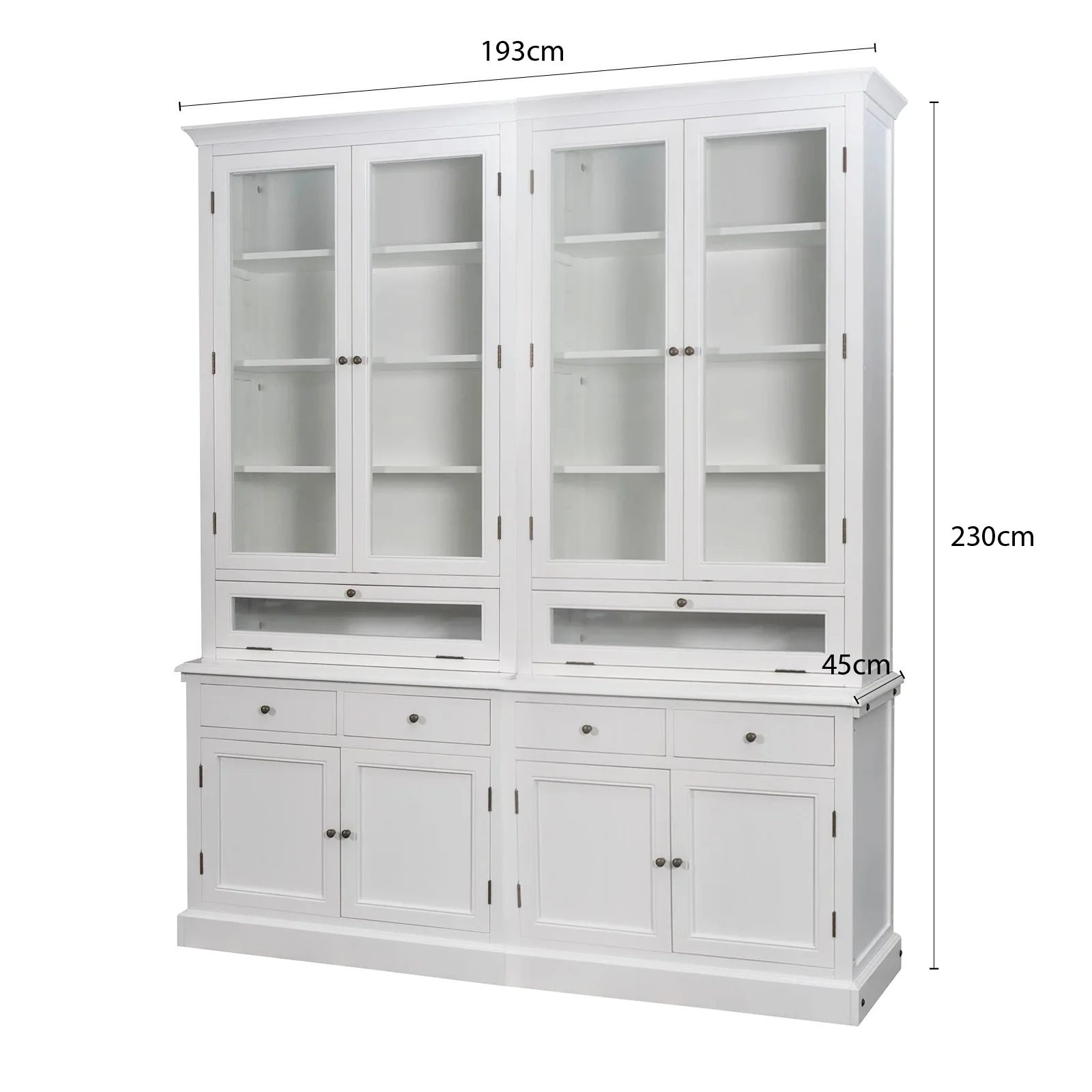 Hamptons Halifax 3 Glass Door Hutch Display Buffet Cabinet Bookcase Cupboard - Image 27