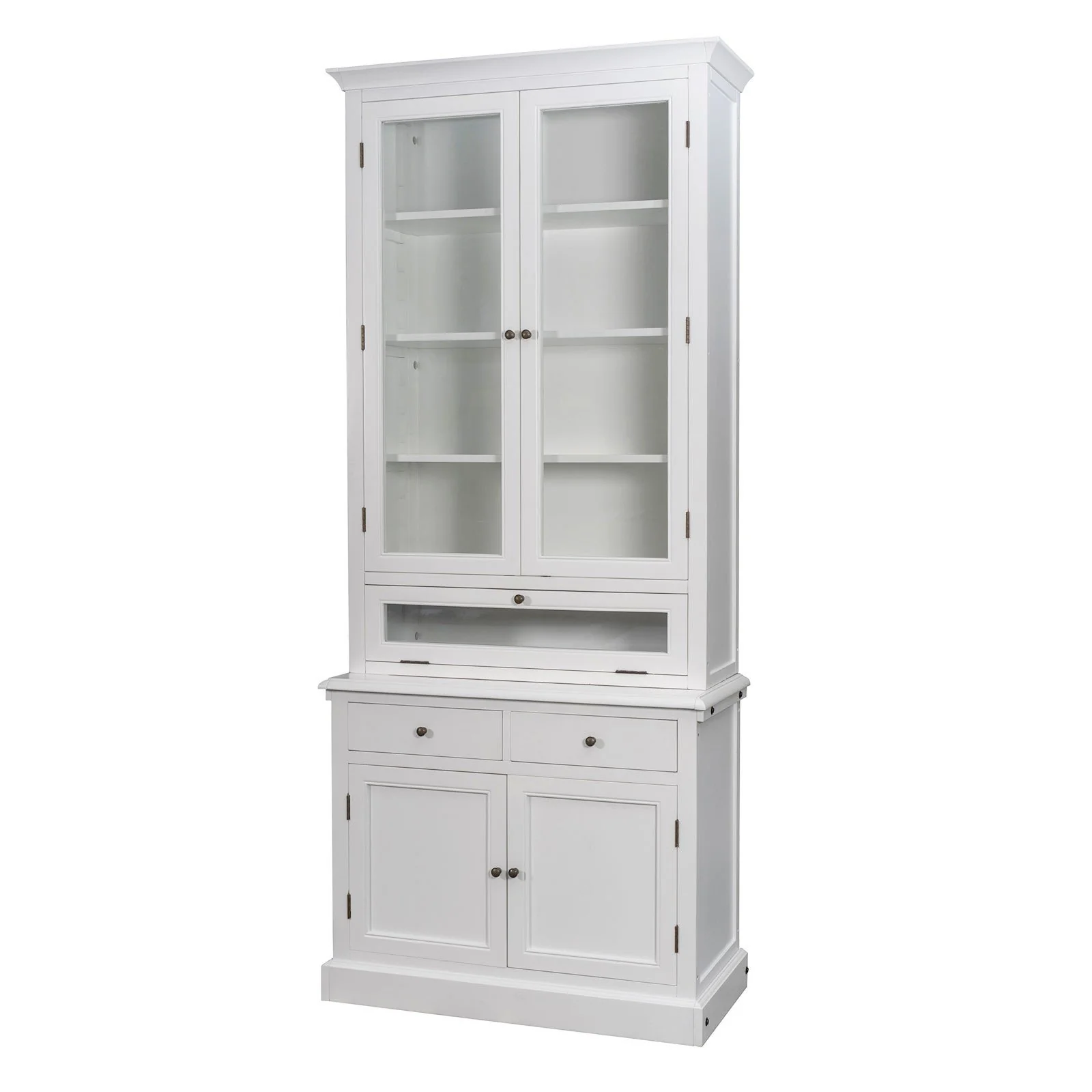 Hamptons Halifax 3 Glass Door Hutch Display Buffet Cabinet Bookcase Cupboard - Image 4