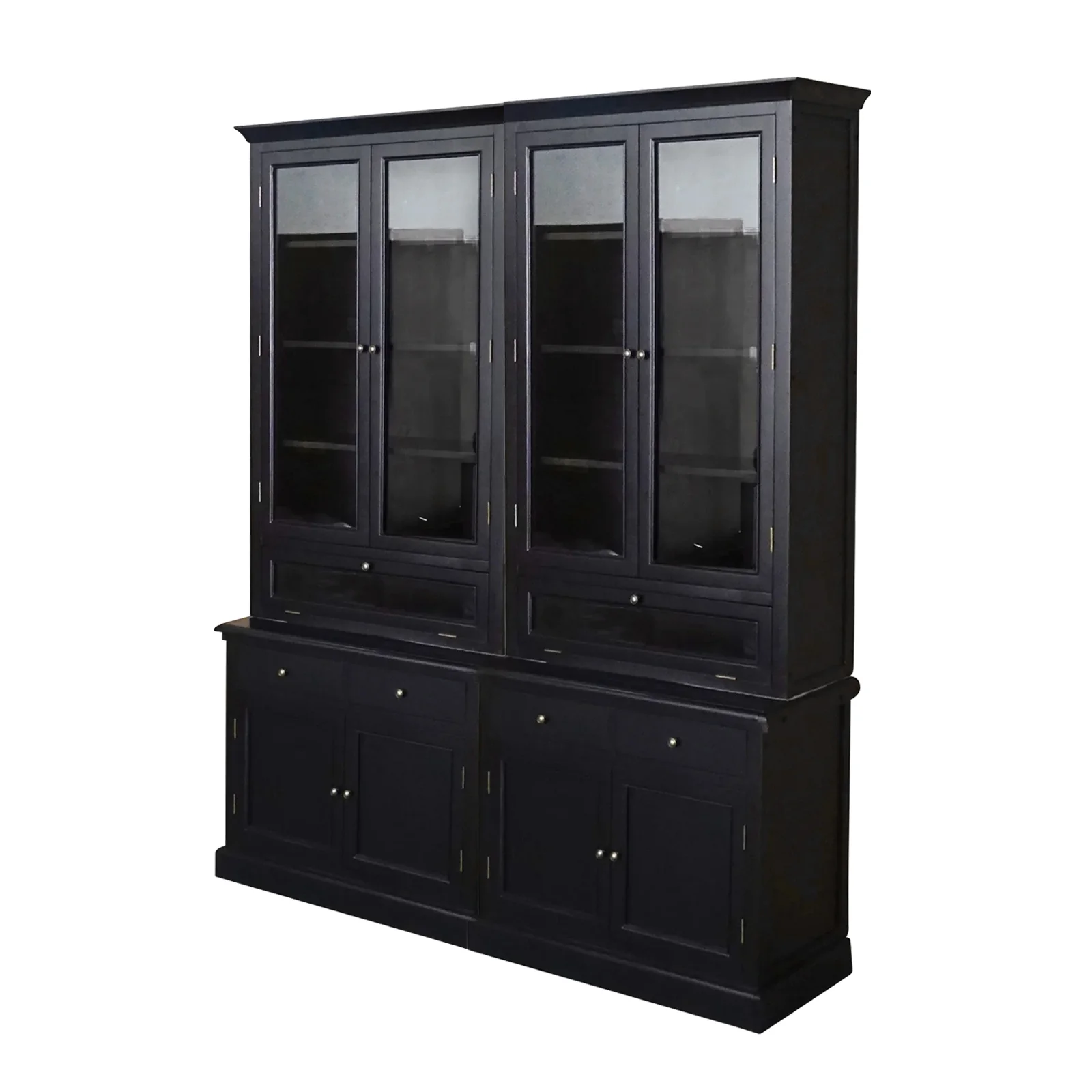 Hamptons Halifax 3 Glass Door Hutch Display Buffet Cabinet Bookcase Cupboard - Image 42