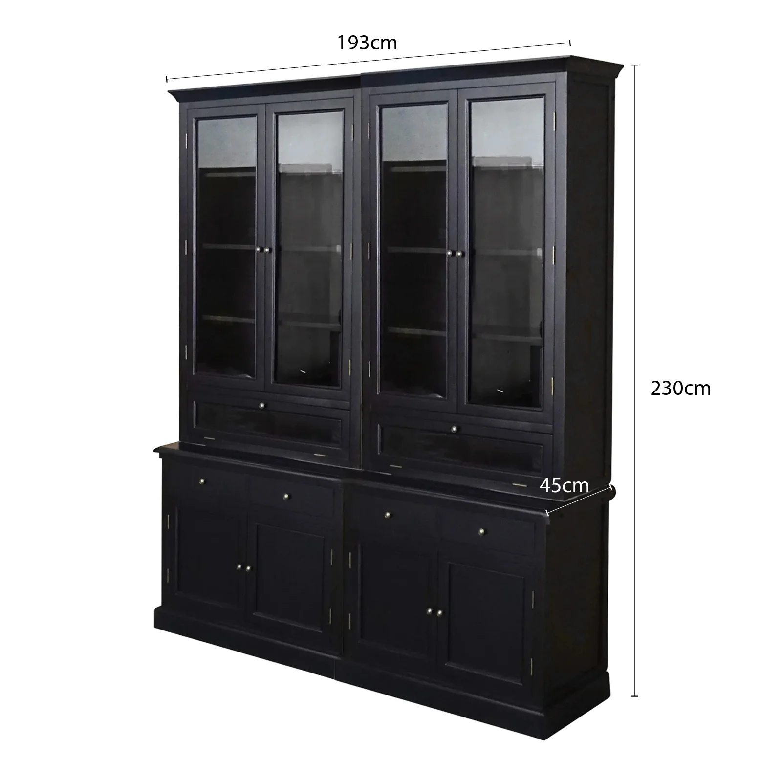 Hamptons Halifax 3 Glass Door Hutch Display Buffet Cabinet Bookcase Cupboard - Image 43