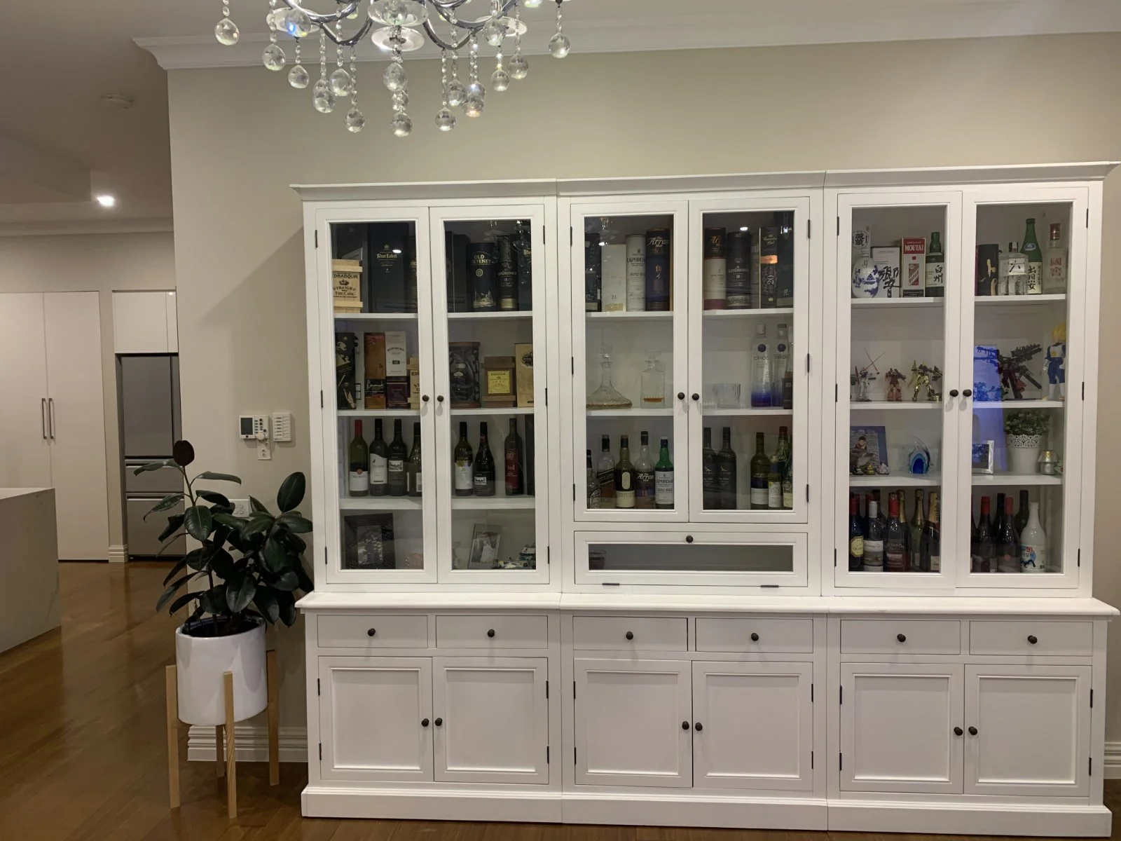 Hamptons Halifax 3 Glass Door Hutch Display Buffet Cabinet Bookcase Cupboard - Image 9