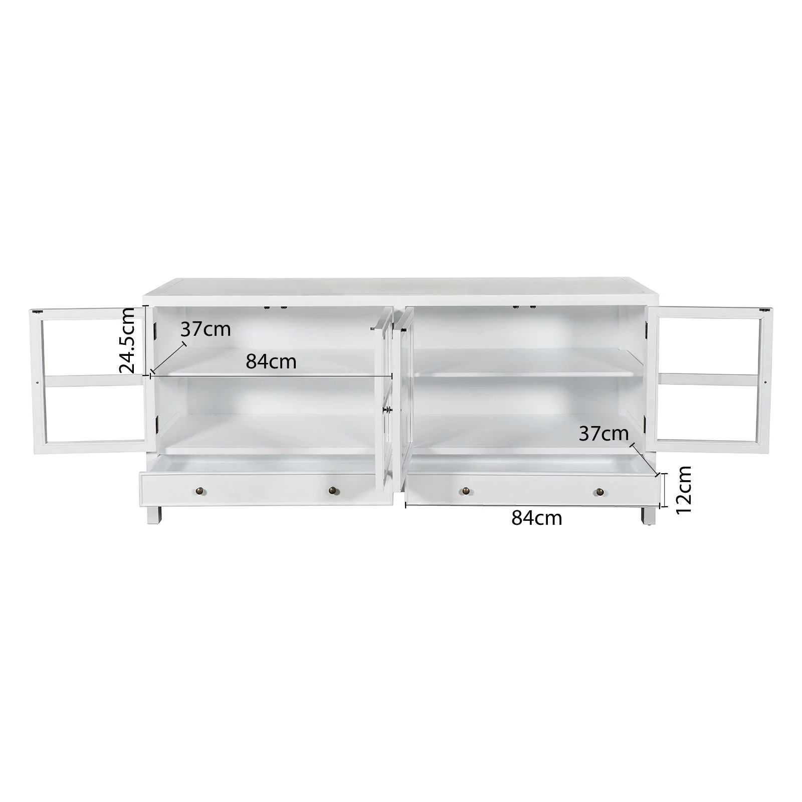 Hamptons Halifax 4 Glass Door Buffet Sideboard - Image 16