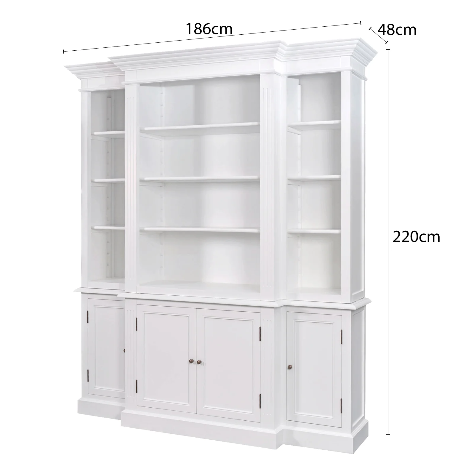 Hamptons Halifax Buffet and Hutch Furniture Bookcase Cabinet - Image 12