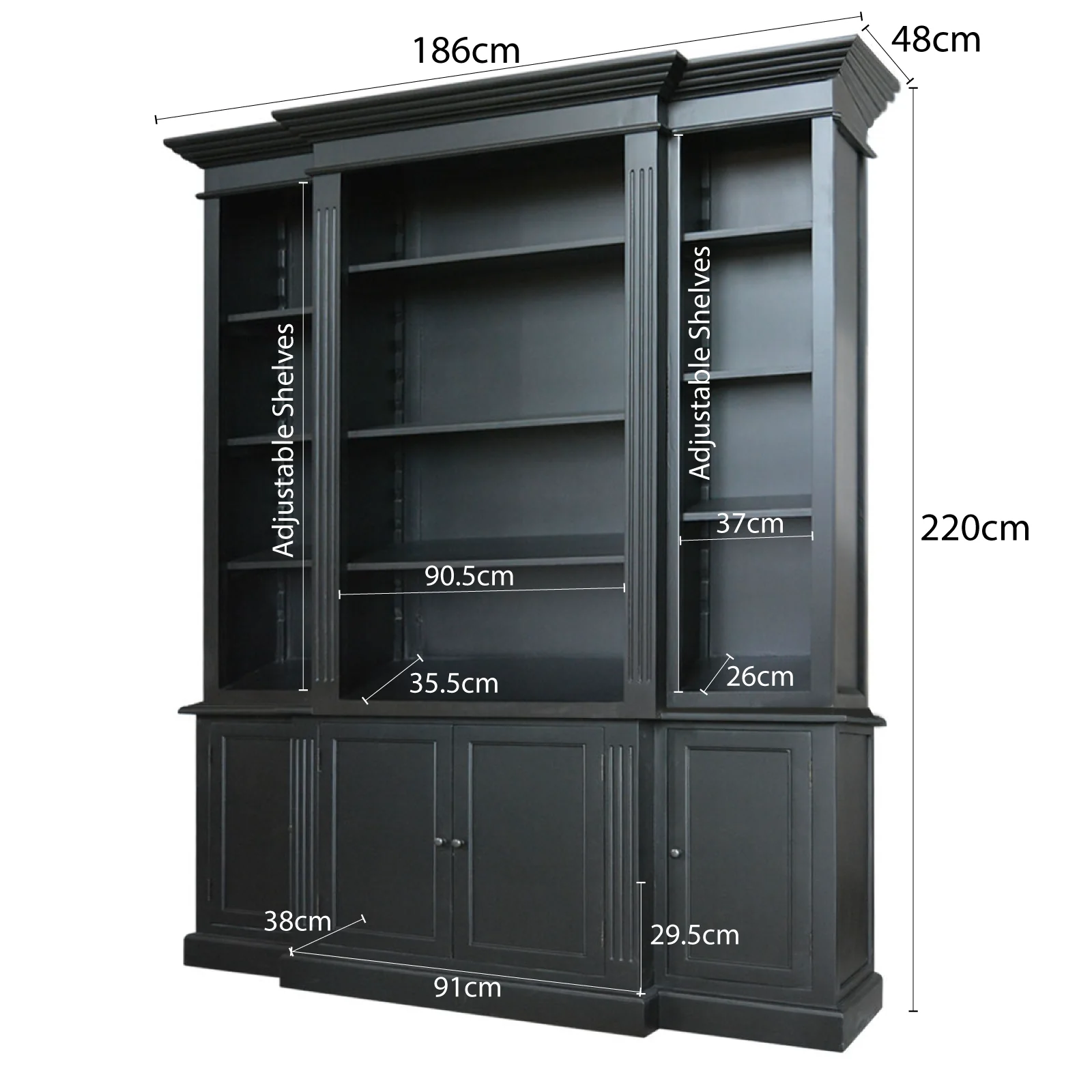 Hamptons Halifax Buffet and Hutch Furniture Bookcase Cabinet - Image 25