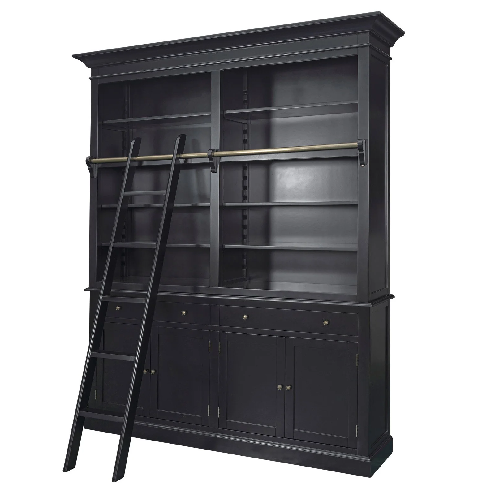 Hamptons Halifax Double Buffet and Hutch Bookcase with Ladder - Image 22