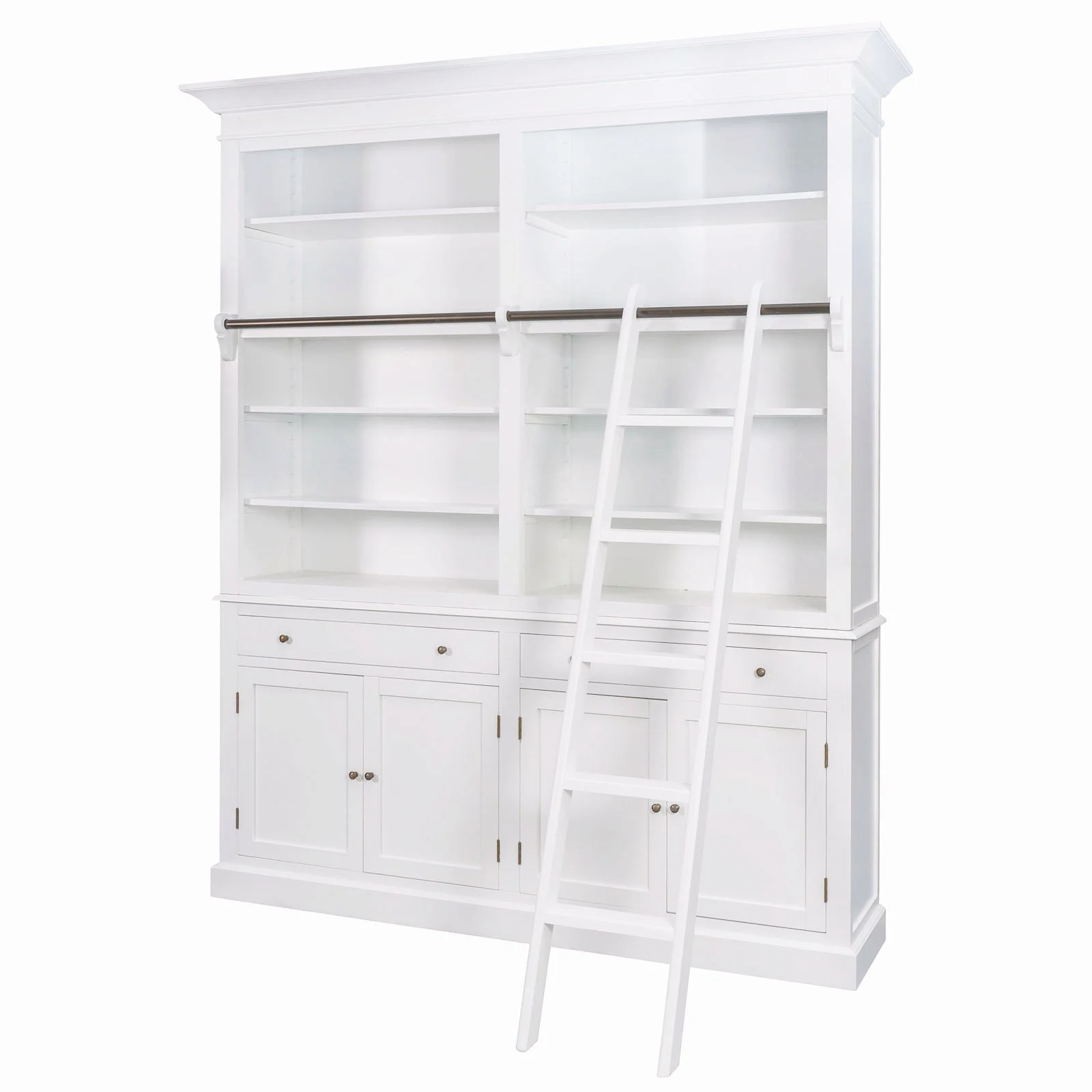 Hamptons Halifax Double Buffet and Hutch Bookcase with Ladder - Image 4