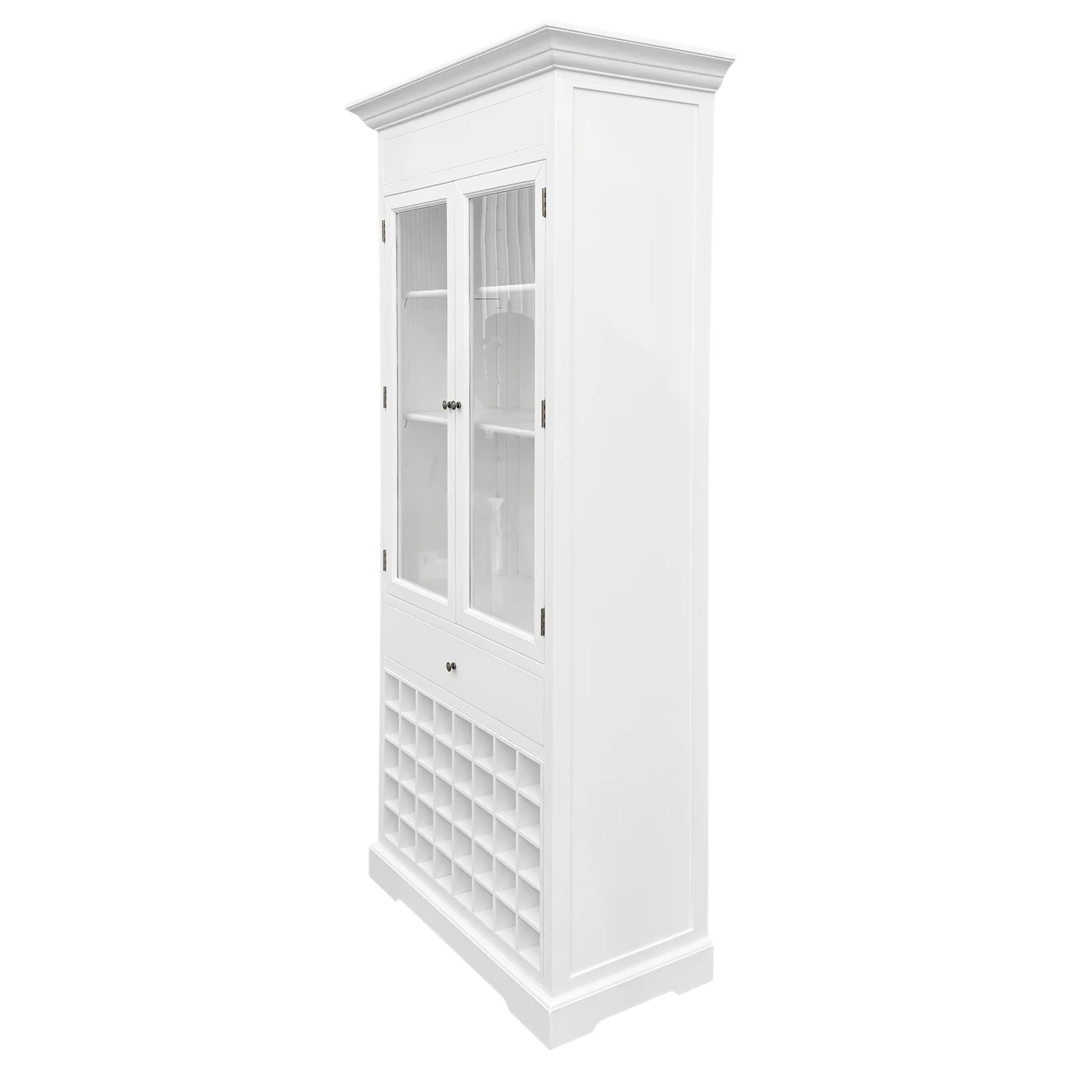 Hamptons Halifax Glass Door Display Cabinet with Wine Rack - Image 3