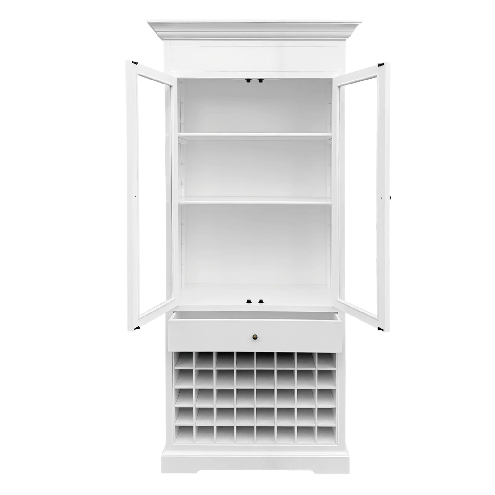 Hamptons Halifax Glass Door Display Cabinet with Wine Rack - Image 5