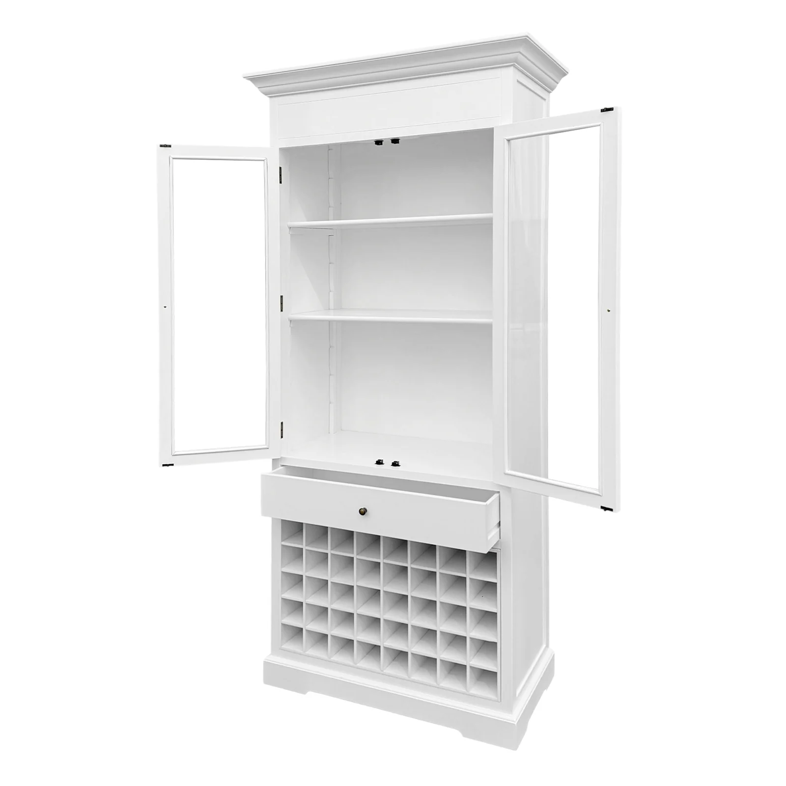 Hamptons Halifax Glass Door Display Cabinet with Wine Rack - Image 6