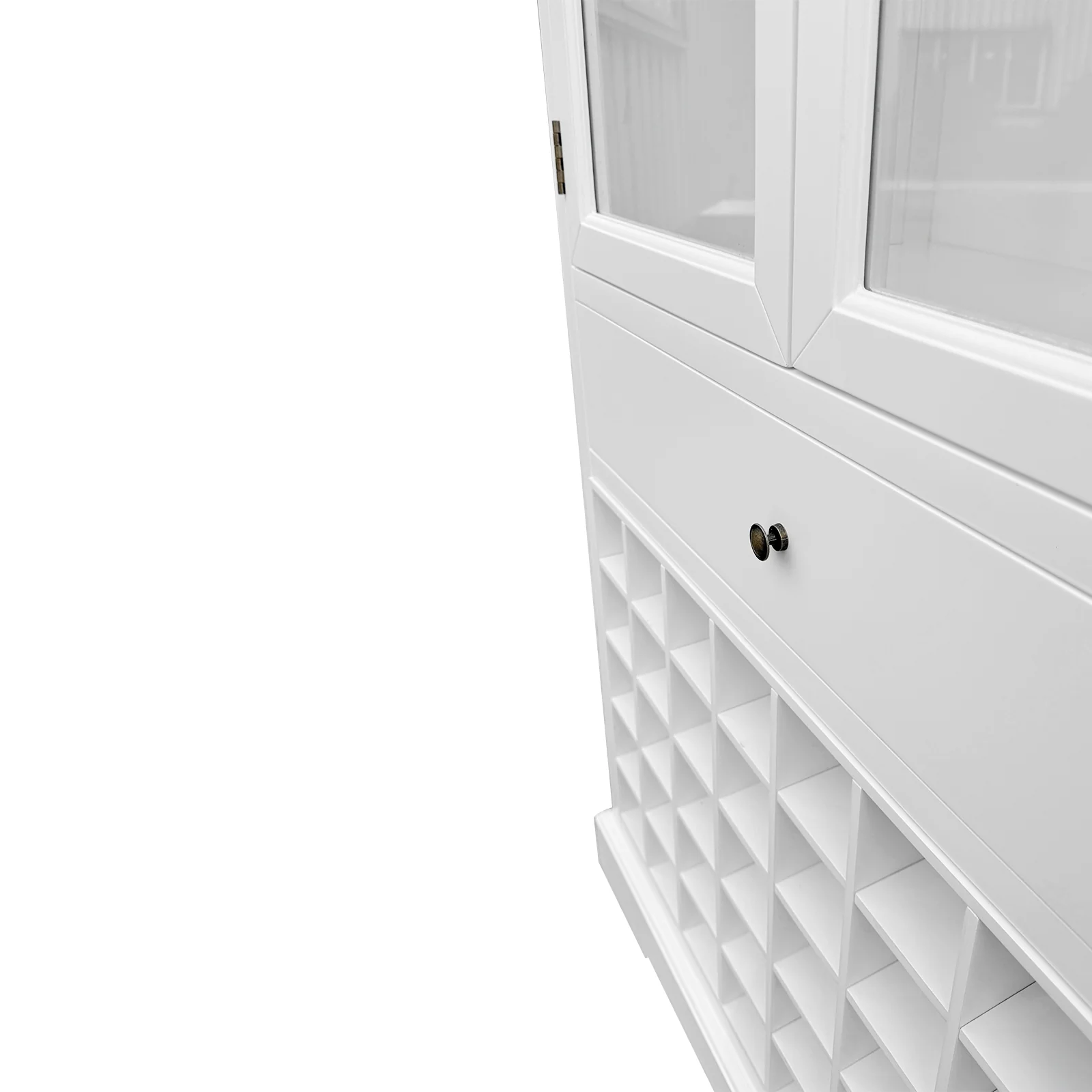 Hamptons Halifax Glass Door Display Cabinet with Wine Rack - Image 9