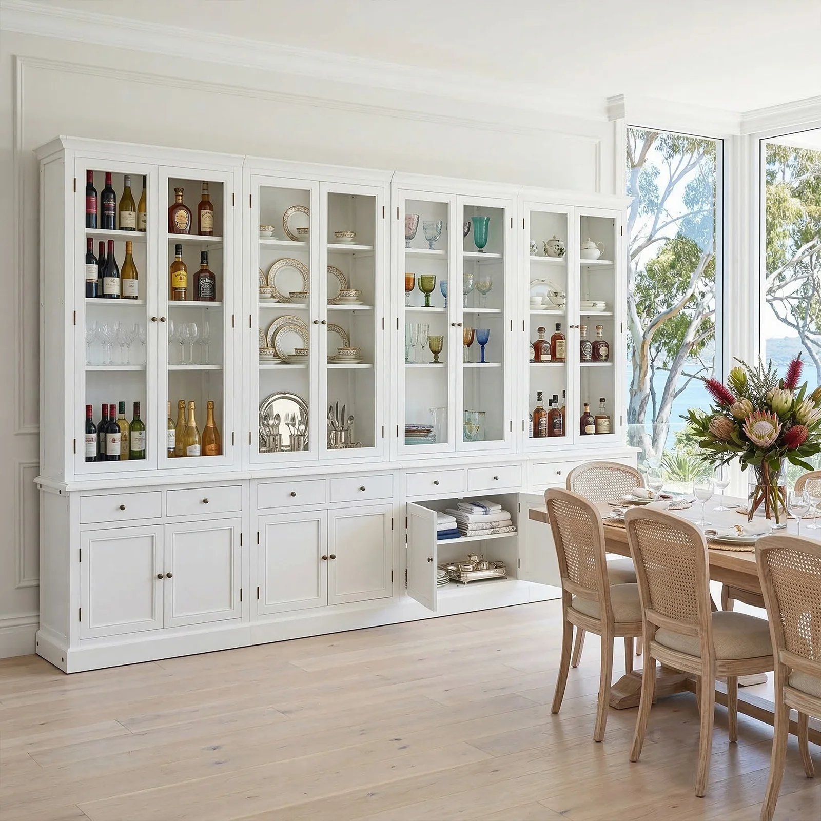 Hamptons Halifax Glass Door Hutch Modular Display Buffet Cabinet Bookcase Cupboard - Image 12