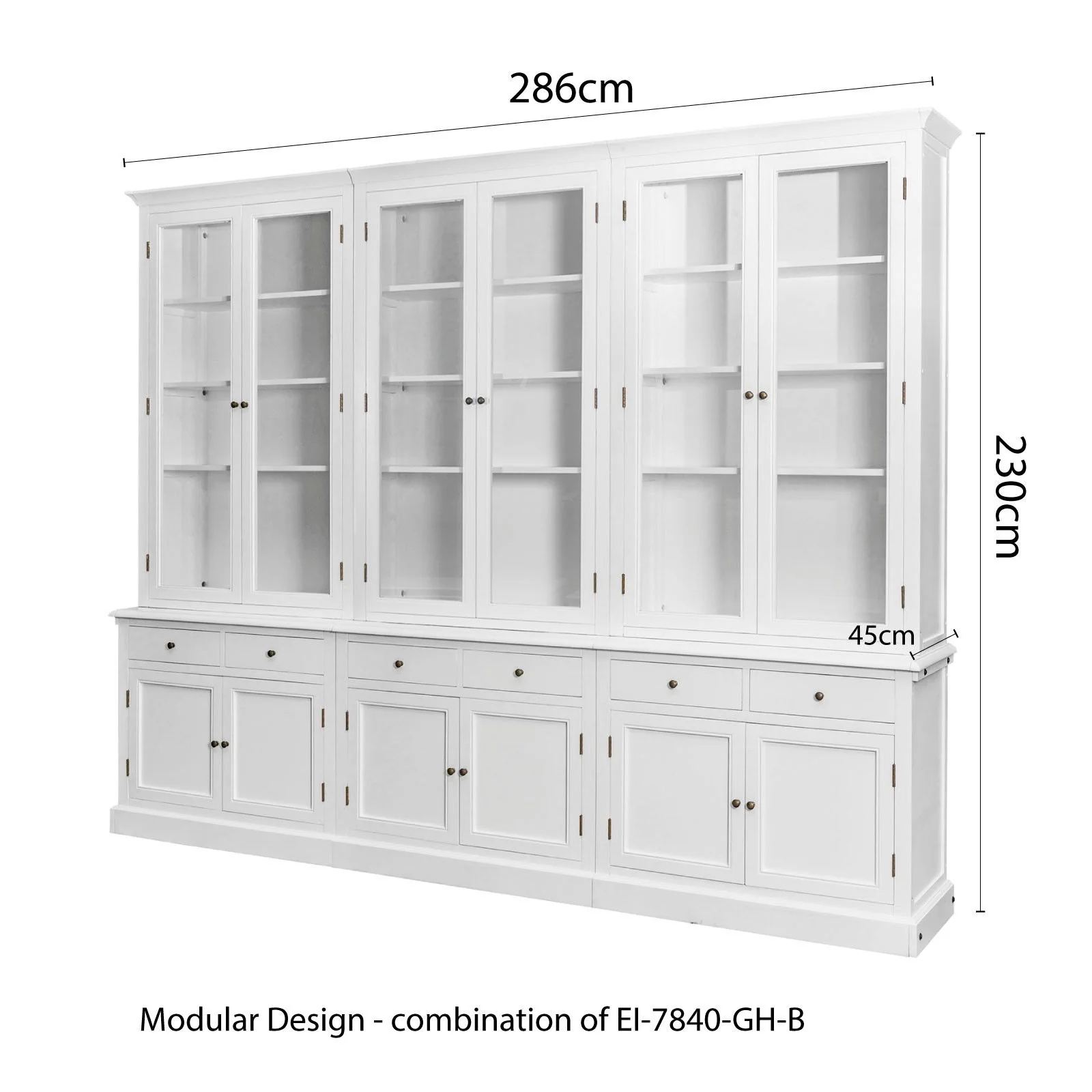 Hamptons Halifax Glass Door Hutch Modular Display Buffet Cabinet Bookcase Cupboard - Image 20
