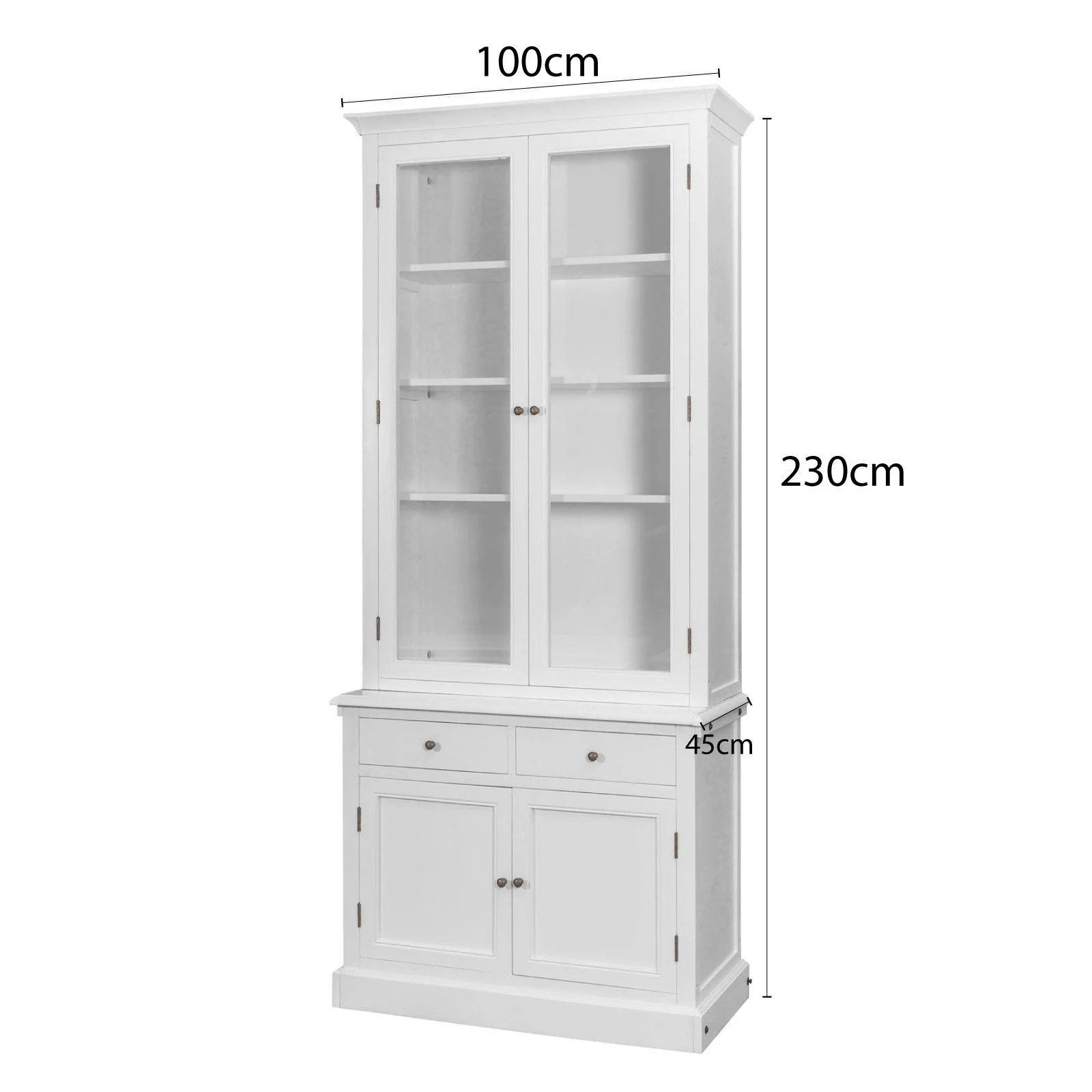 Hamptons Halifax Glass Door Hutch Modular Display Buffet Cabinet Bookcase Cupboard - Image 26