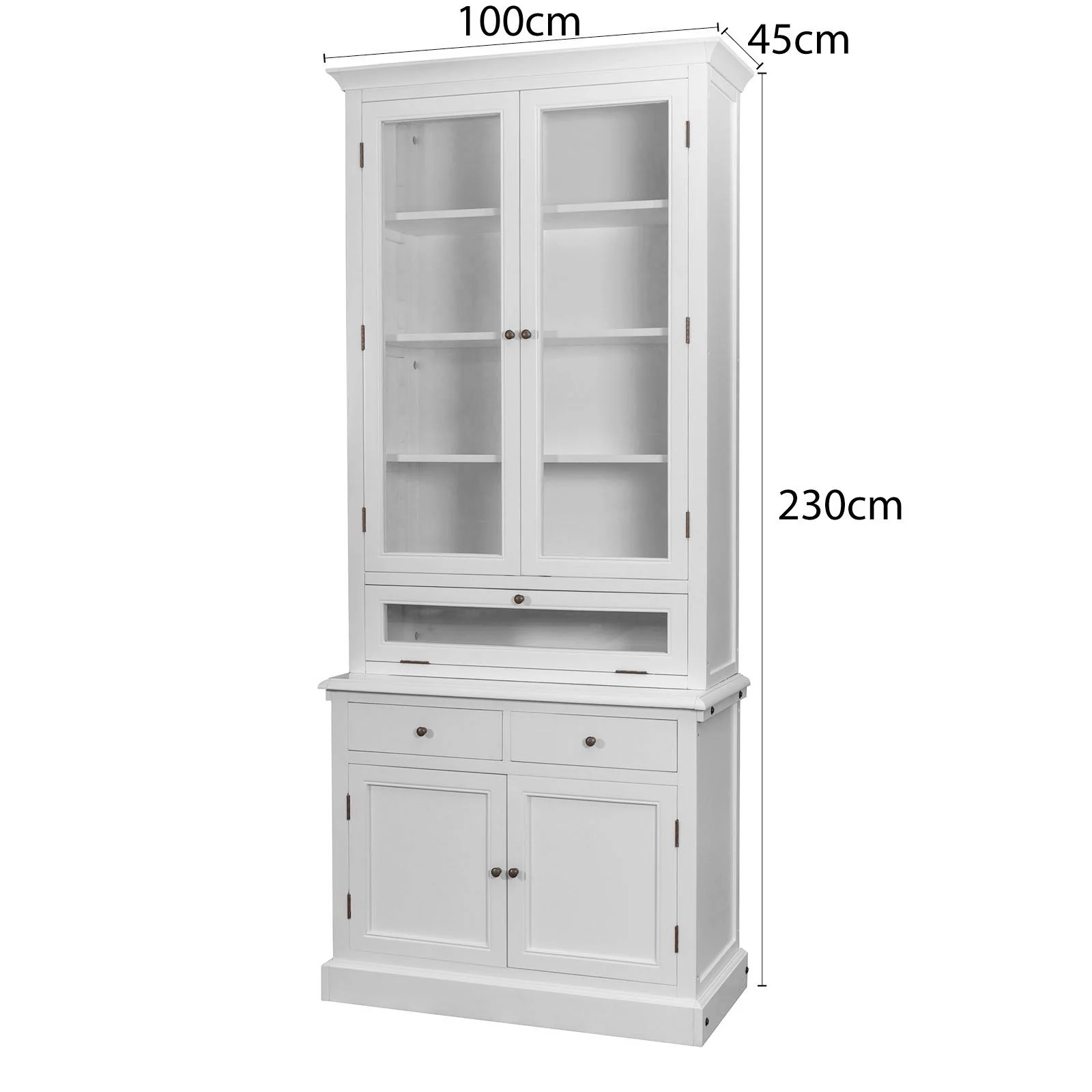Hamptons Halifax Glass Door Hutch Modular Display Buffet Cabinet Bookcase Cupboard - Image 28