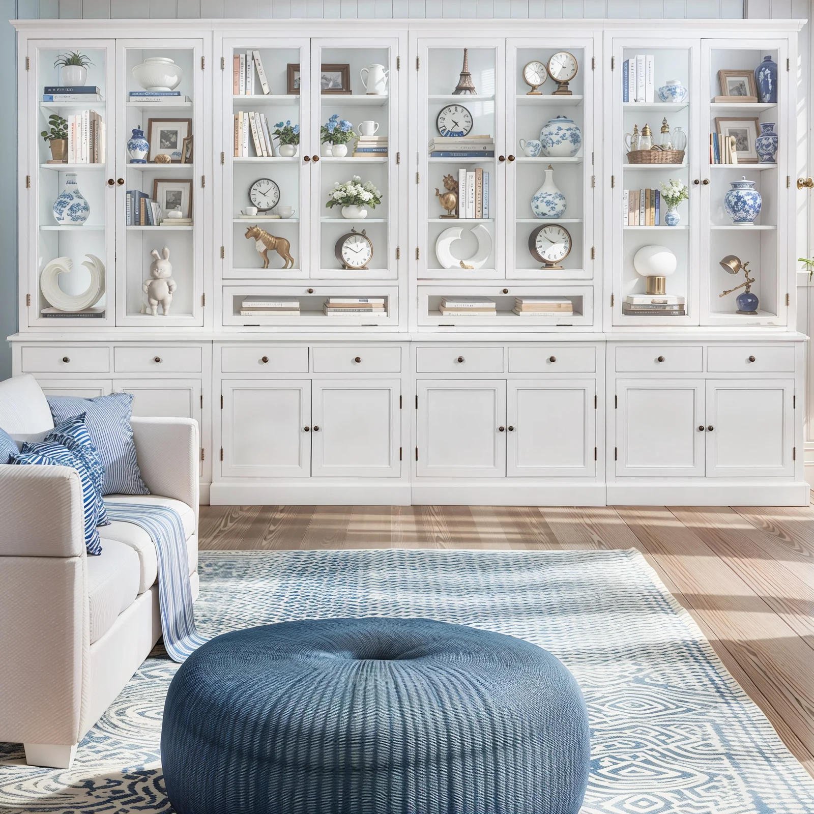 Hamptons Halifax Glass Door Hutch Modular Display Buffet Cabinet Bookcase Cupboard - Image 9