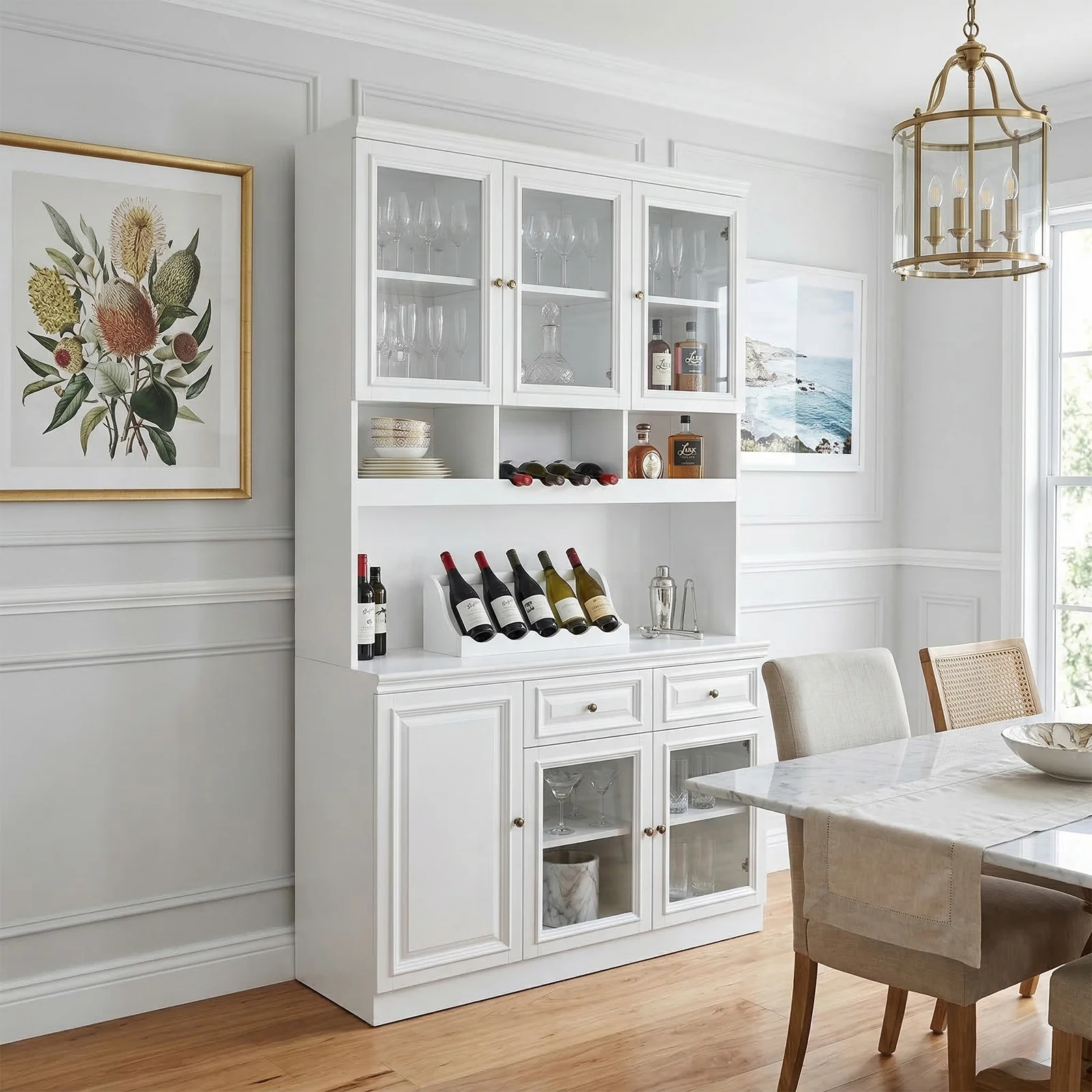 Hamptons Halifax Kitchen Pantry Glass Display Buffet and Wine Cabinet - Image 3