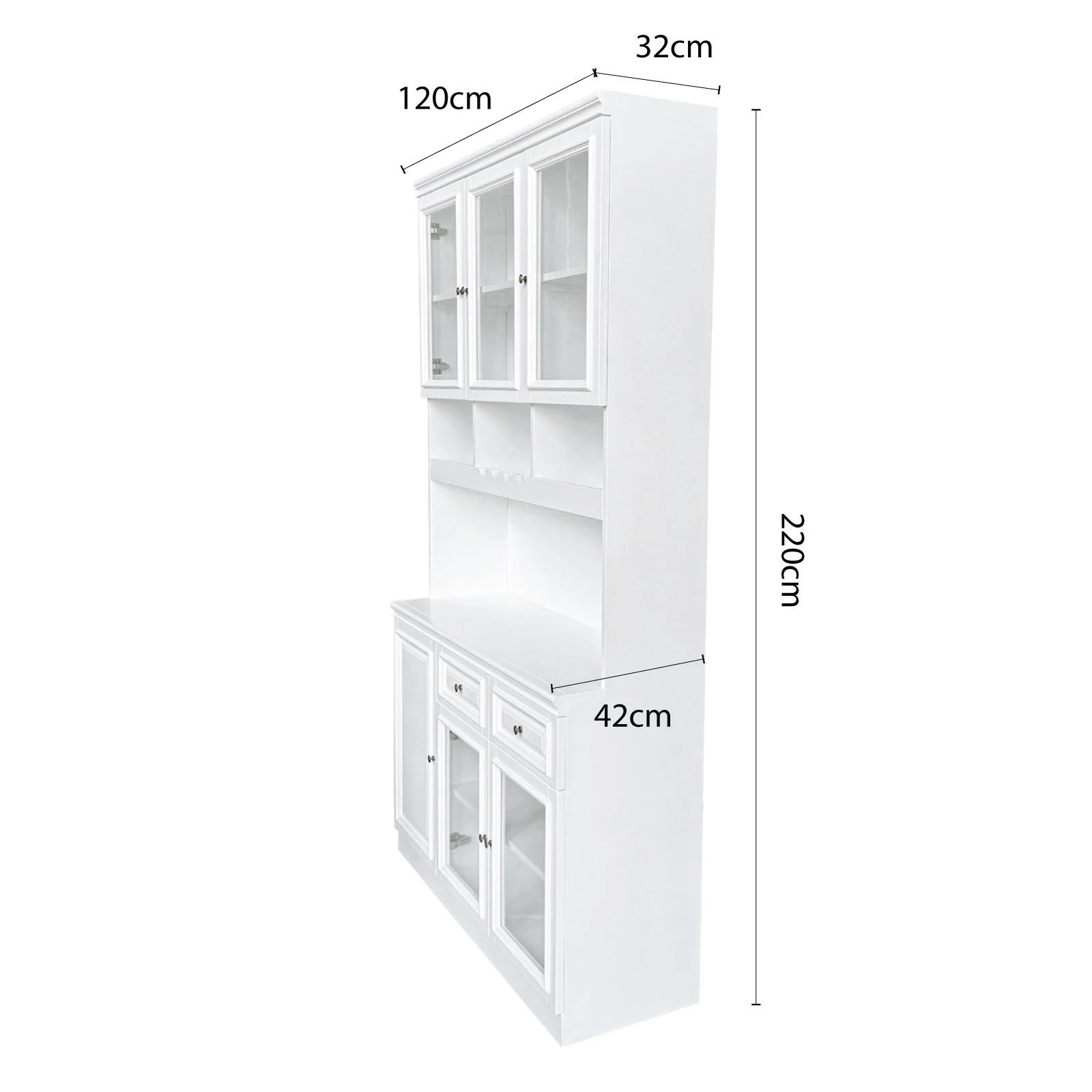 Hamptons Halifax Kitchen Pantry Glass Display Buffet and Wine Cabinet - Image 7