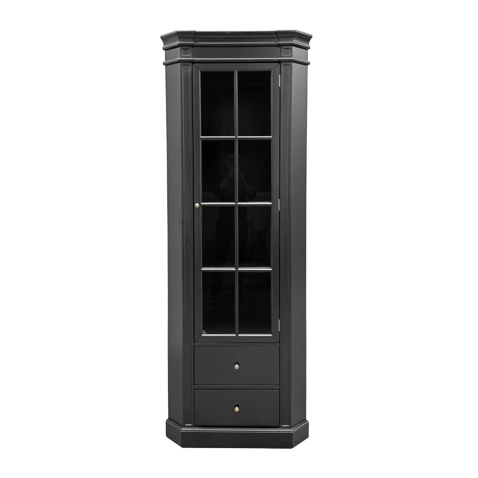 Hamptons Coastal L-Shape Corner Glass Door Display Cabinet - Image 14