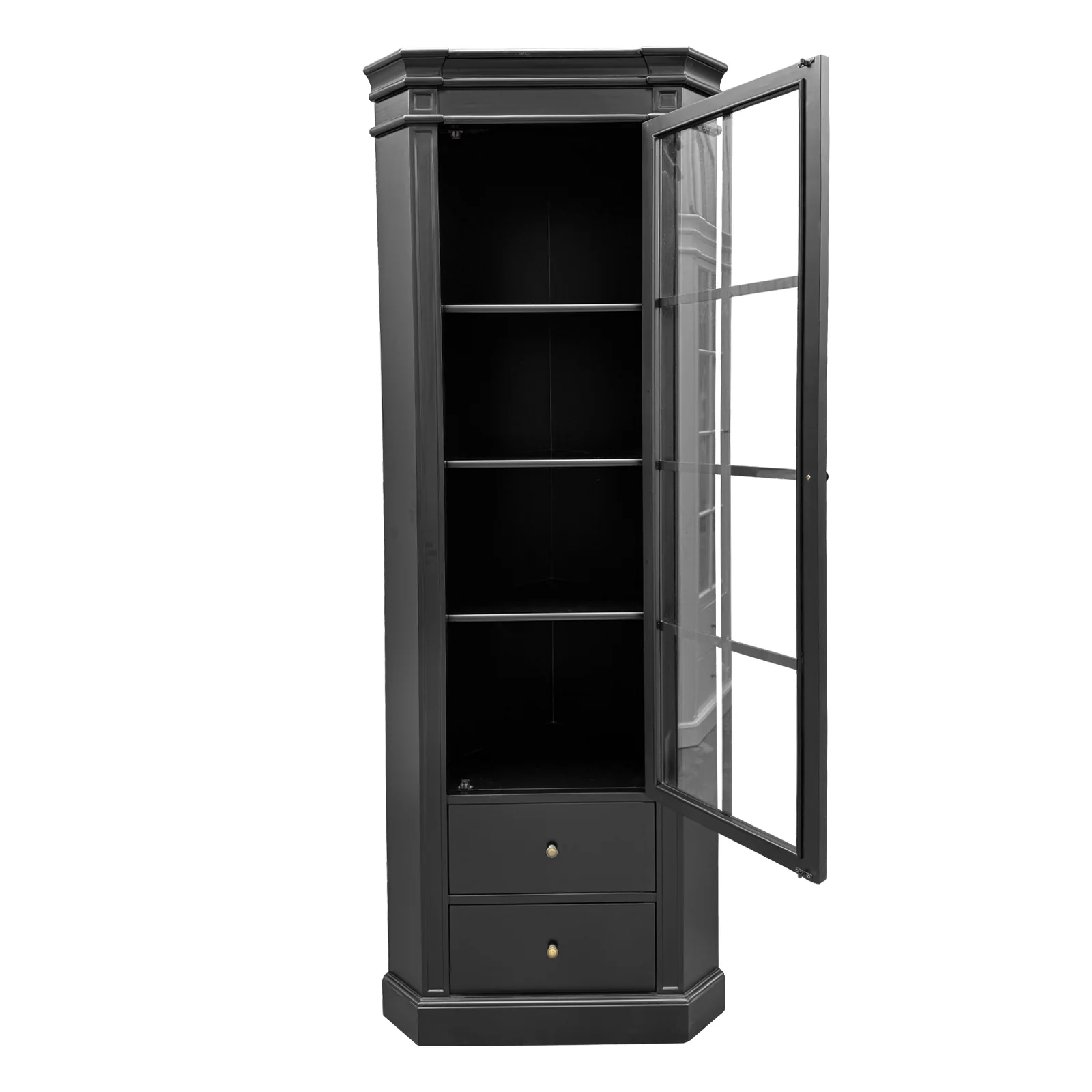 Hamptons Coastal L-Shape Corner Glass Door Display Cabinet - Image 20