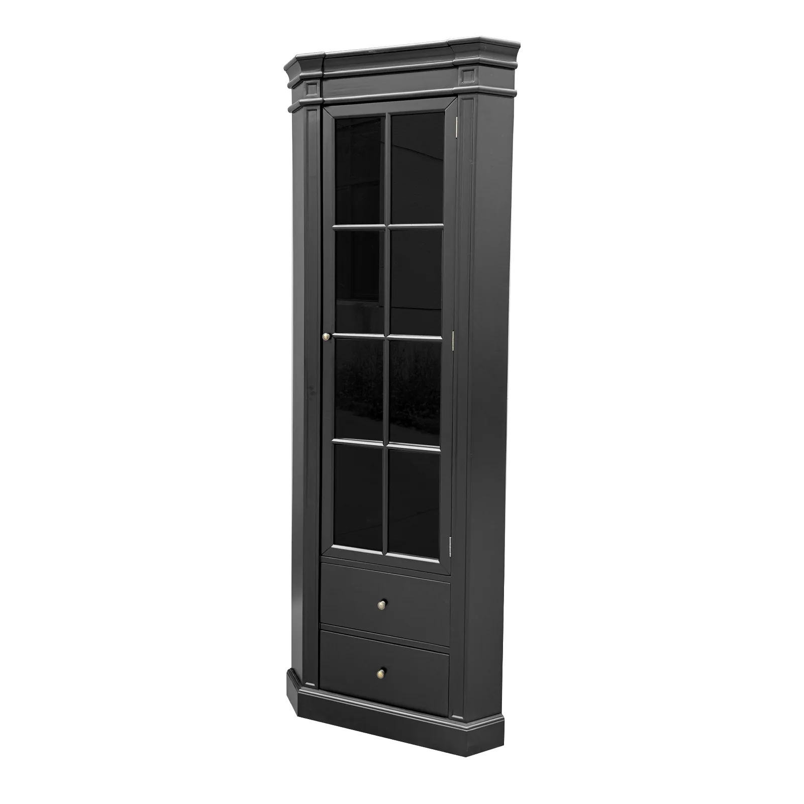 Hamptons Coastal L-Shape Corner Glass Door Display Cabinet - Image 21