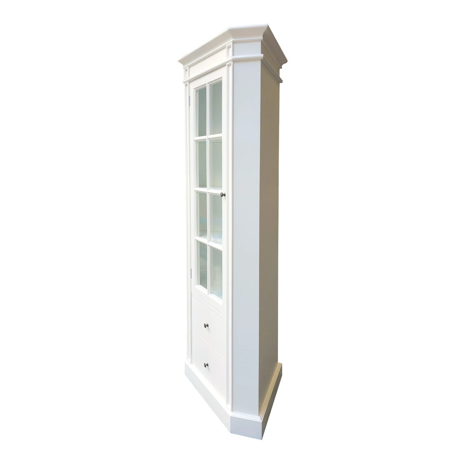 Hamptons Coastal L-Shape Corner Glass Door Display Cabinet - Image 4