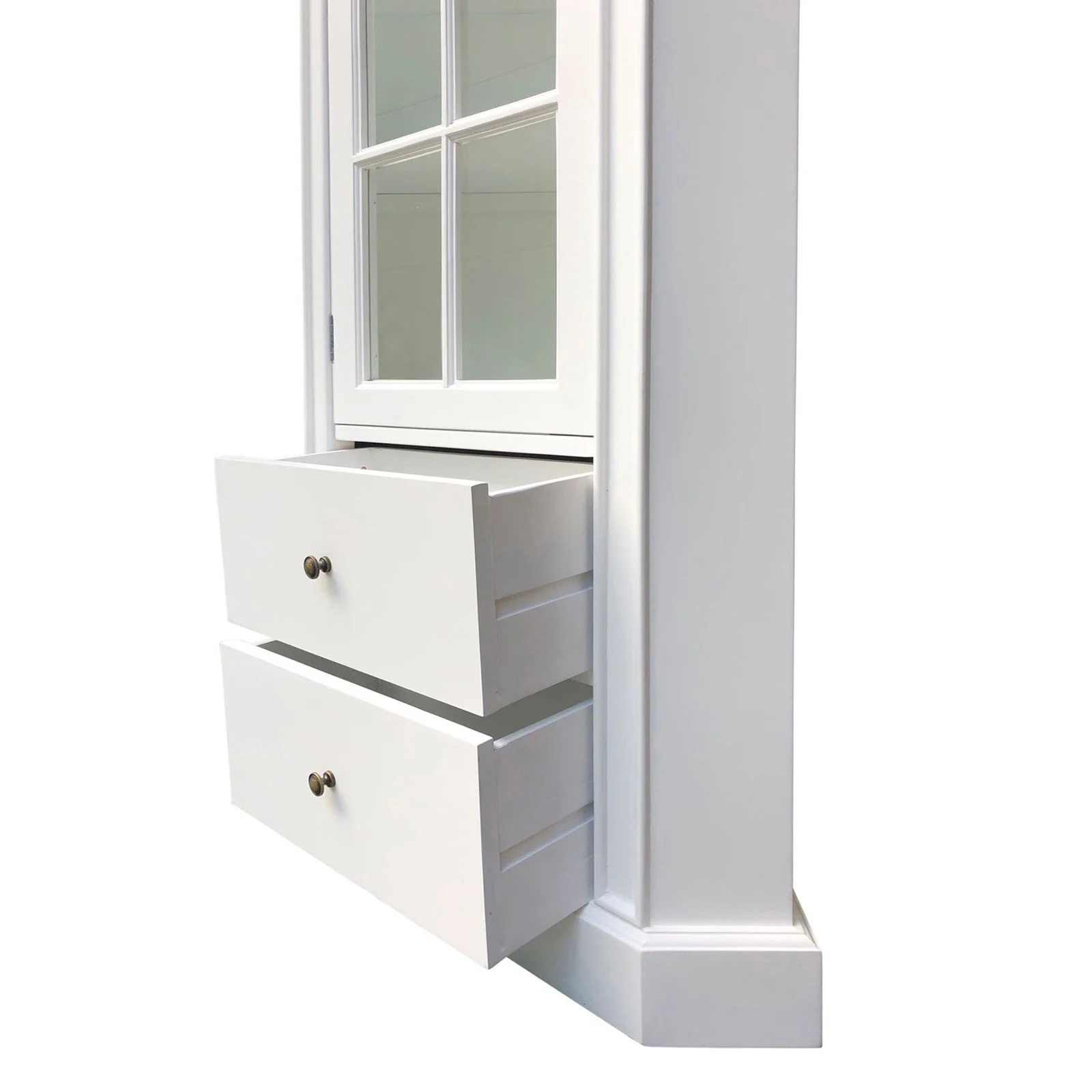 Hamptons Coastal L-Shape Corner Glass Door Display Cabinet - Image 6