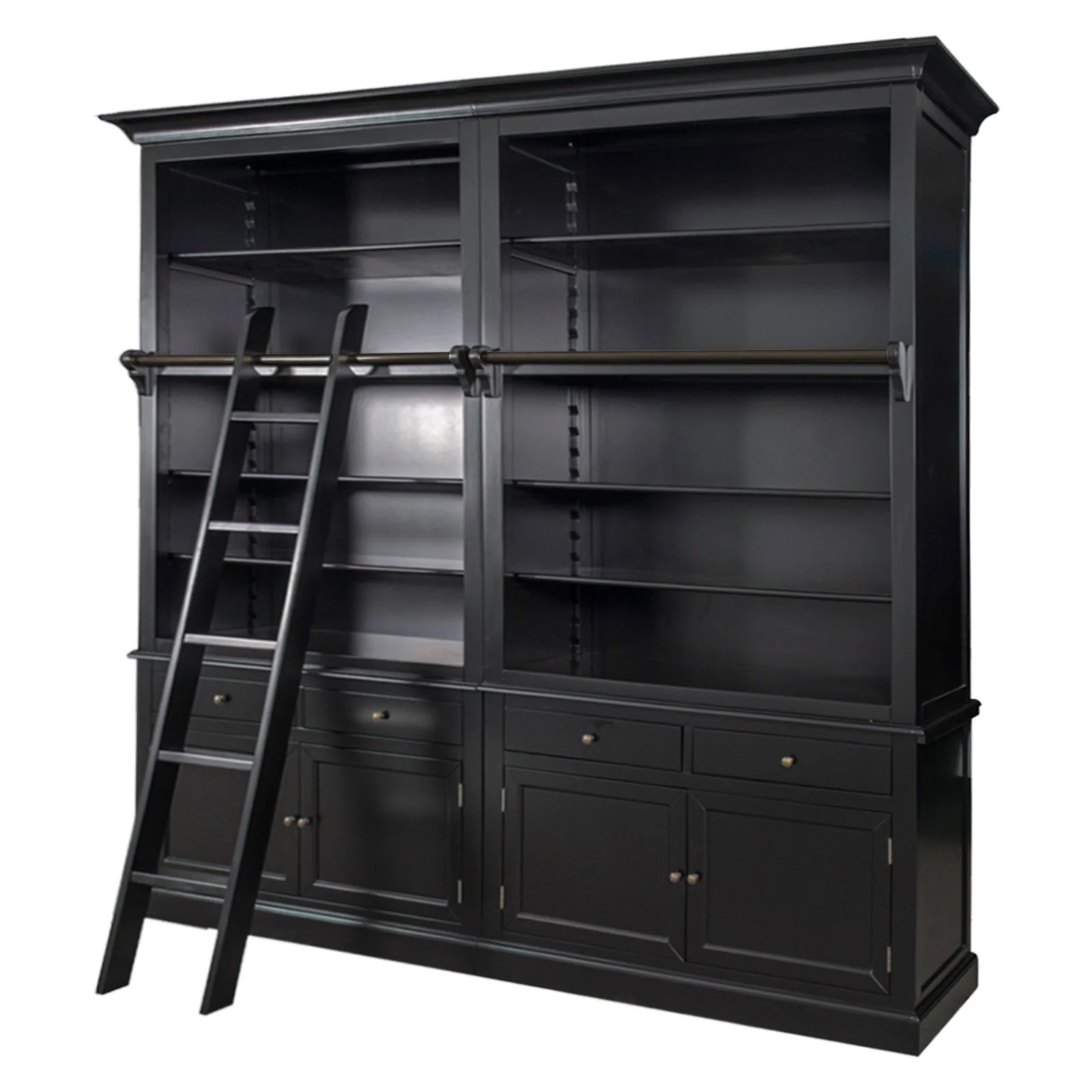 Hamptons Halifax Open Extendable Bookcase with Ladder 250-368cm - Image 14