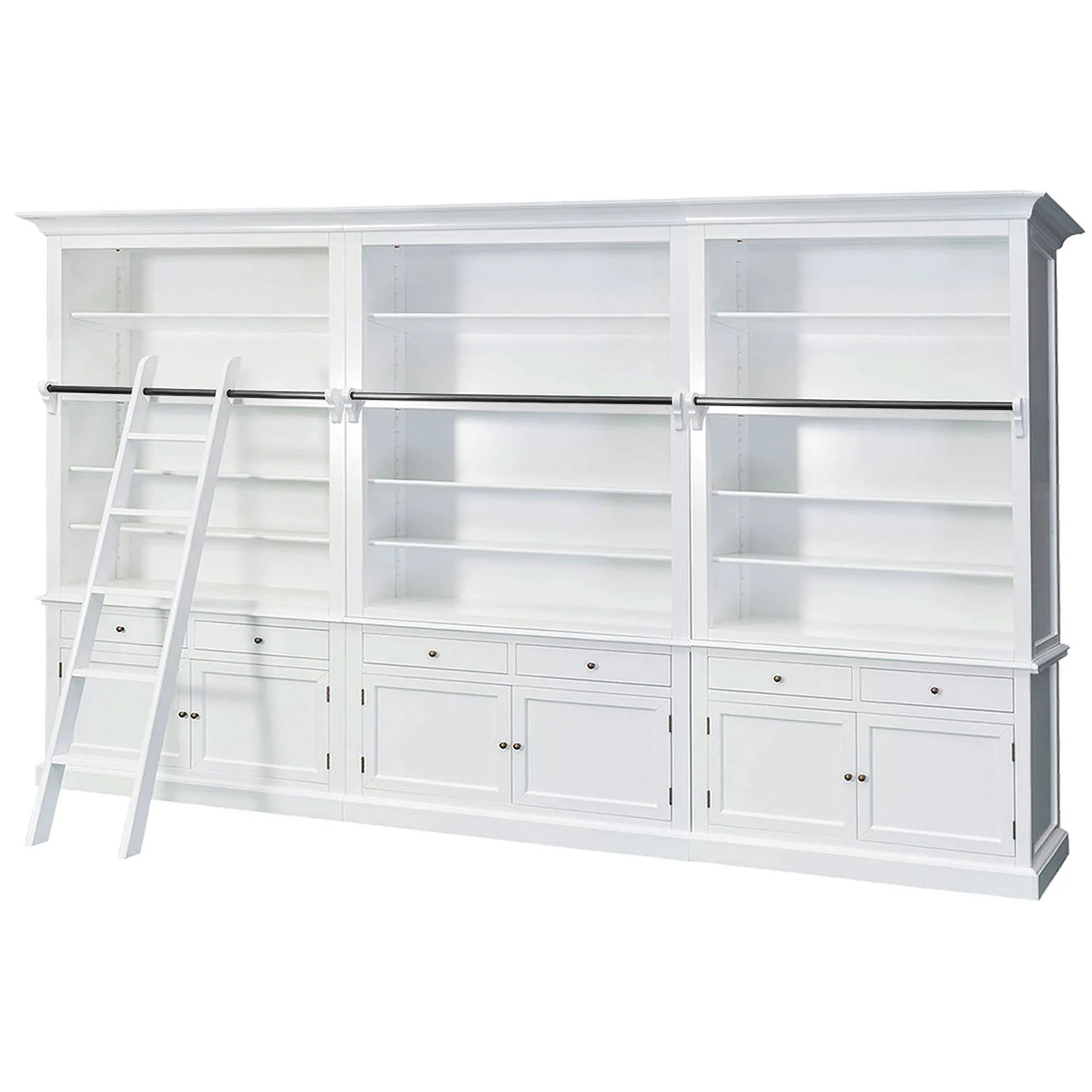 Hamptons Halifax Open Extendable Bookcase with Ladder 250-368cm - Image 16