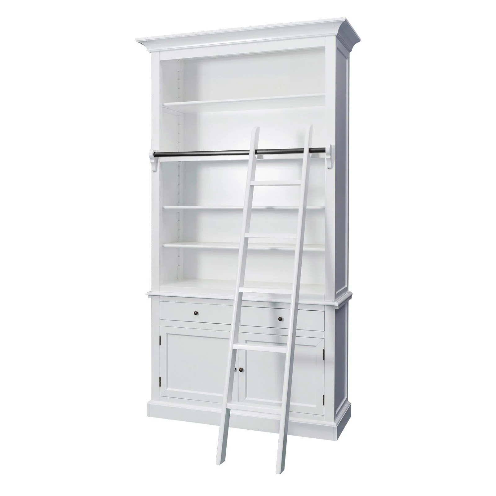 Hamptons Halifax Open Extendable Bookcase with Ladder 250-368cm - Image 26