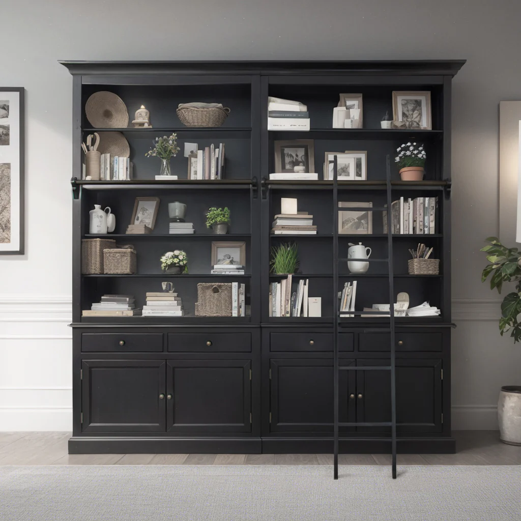 Hamptons Halifax Open Extendable Bookcase with Ladder 250-368cm - Image 3