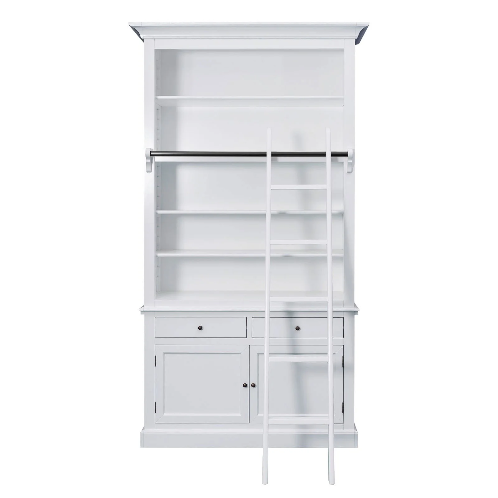 Hamptons Halifax Open Extendable Bookcase with Ladder 250-368cm - Image 30