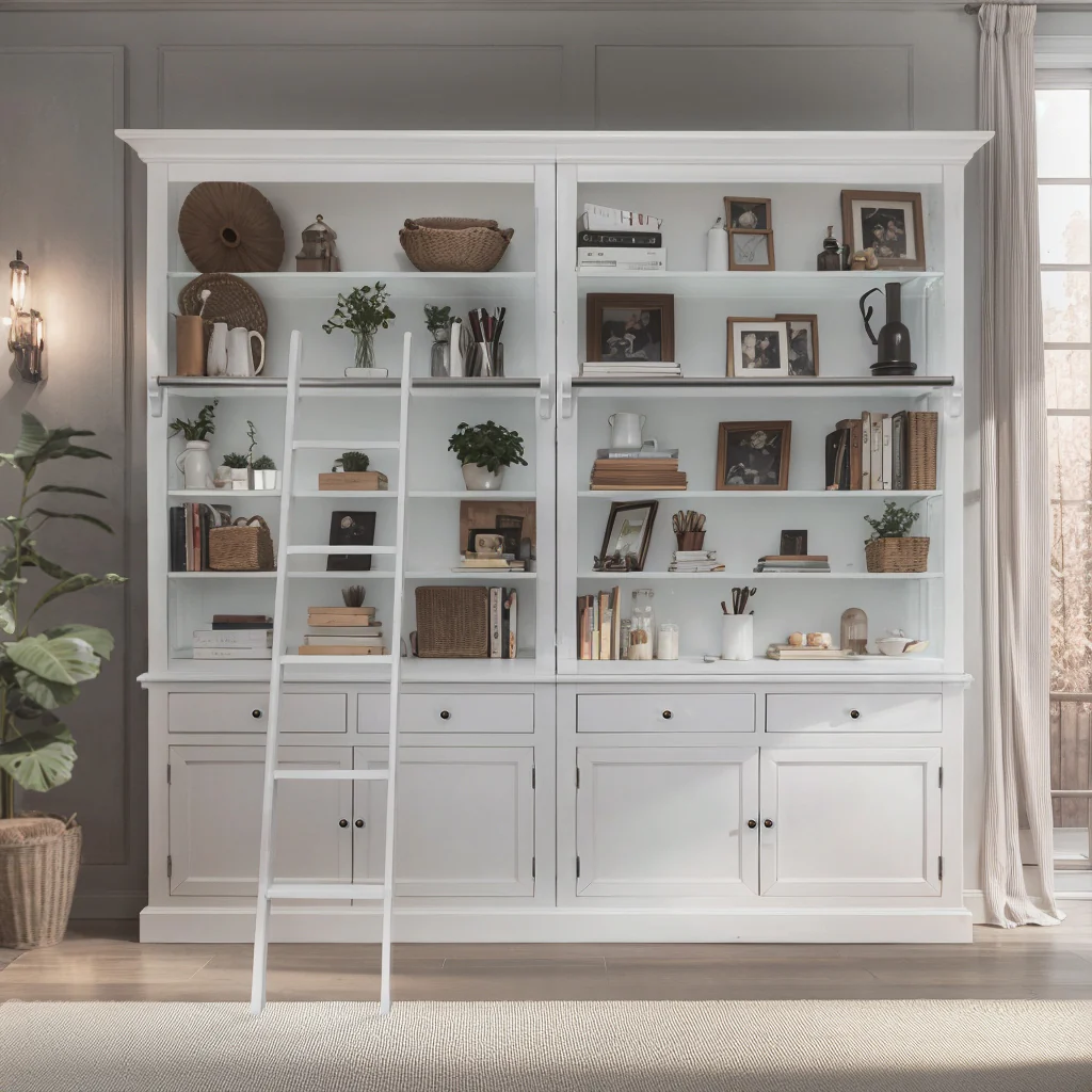 Hamptons Halifax Open Extendable Bookcase with Ladder 250-368cm - Image 34