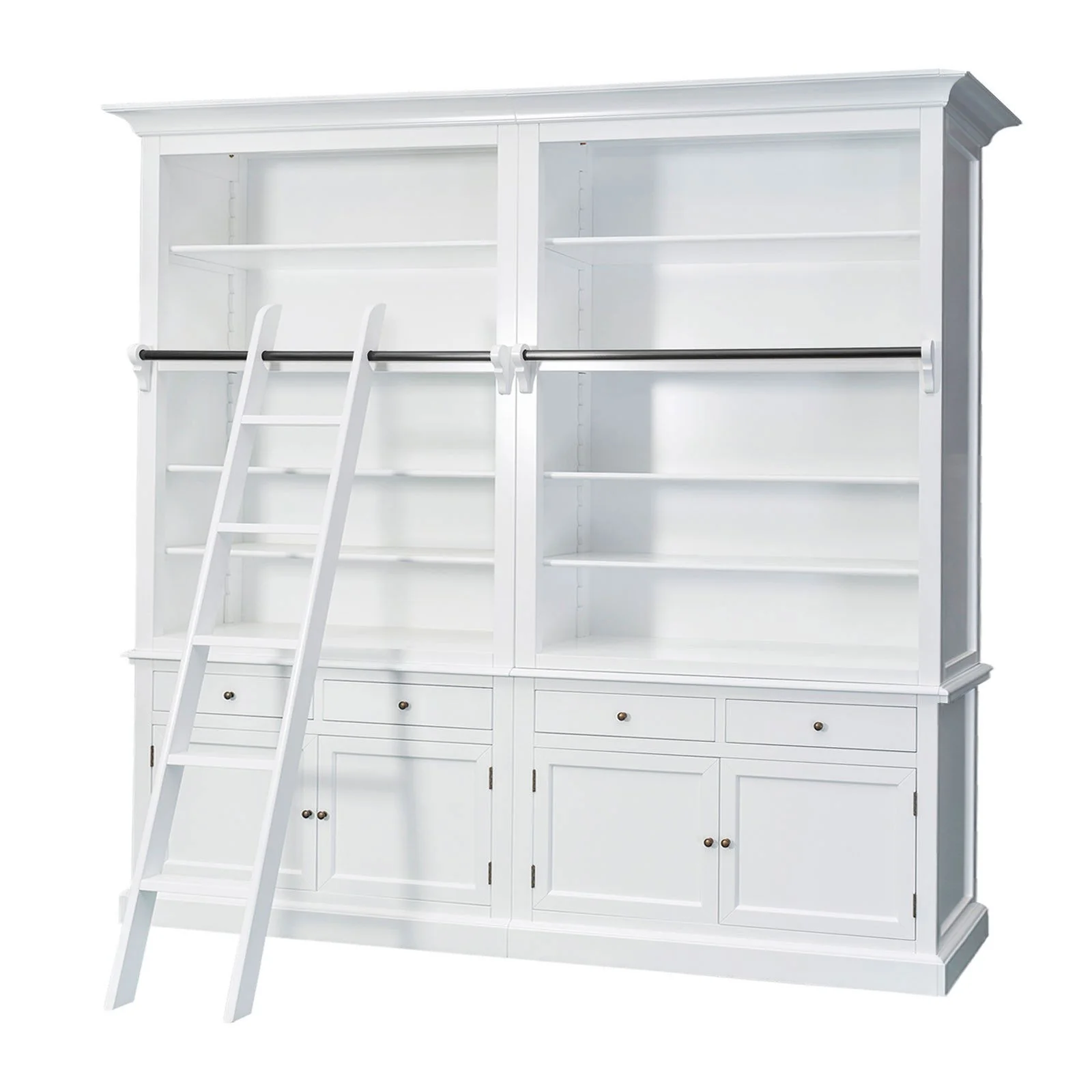 Hamptons Halifax Open Extendable Bookcase with Ladder 250-368cm - Image 36