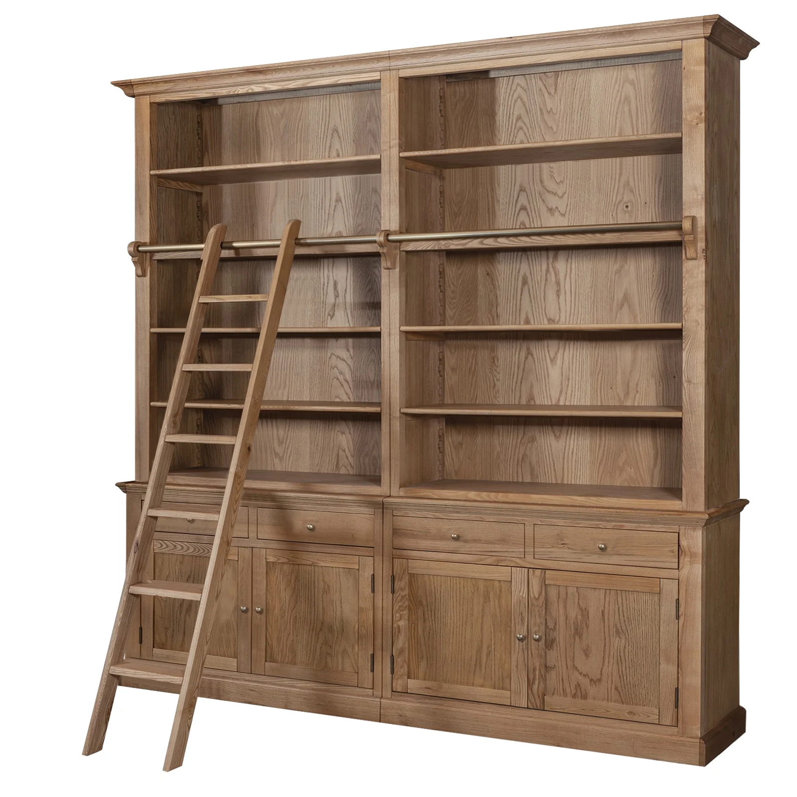 Hamptons Halifax Open Extendable Bookcase with Ladder 250-368cm - Image 60